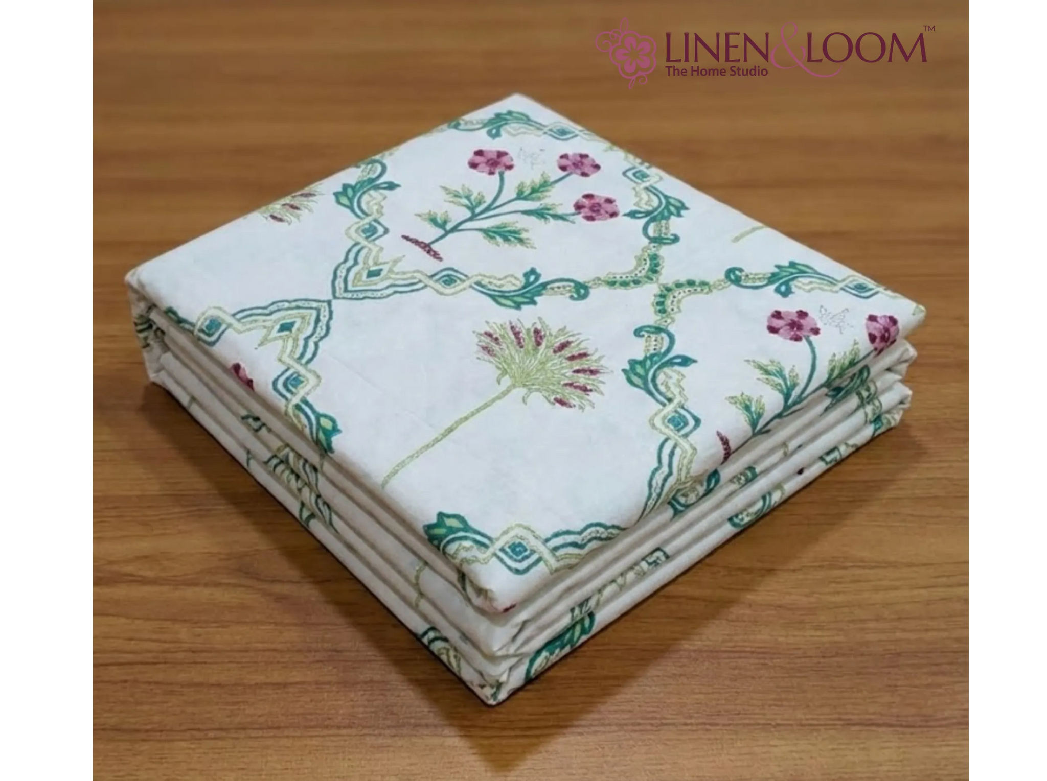 Duchess Berry Garden - Linen & Loom The Natural Collection - 100% Pure Cotton Single Bedsheet (60 x 90 Inches) with 1 Pillow Cover | 240 TC - Soft & Breathable Cotton Bed Sheet for Bedroom