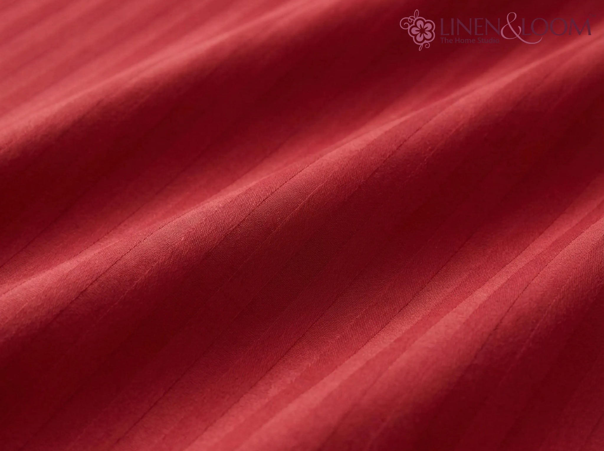 Bright Red - Linen & Loom Elegance Series (60x90 inches) Bedsheet with 1 Pillow Cover | Luxury Striped Cotton Blend Bedsheet Set | Soft, Breathable & Hotel-Style Finish | TC 200