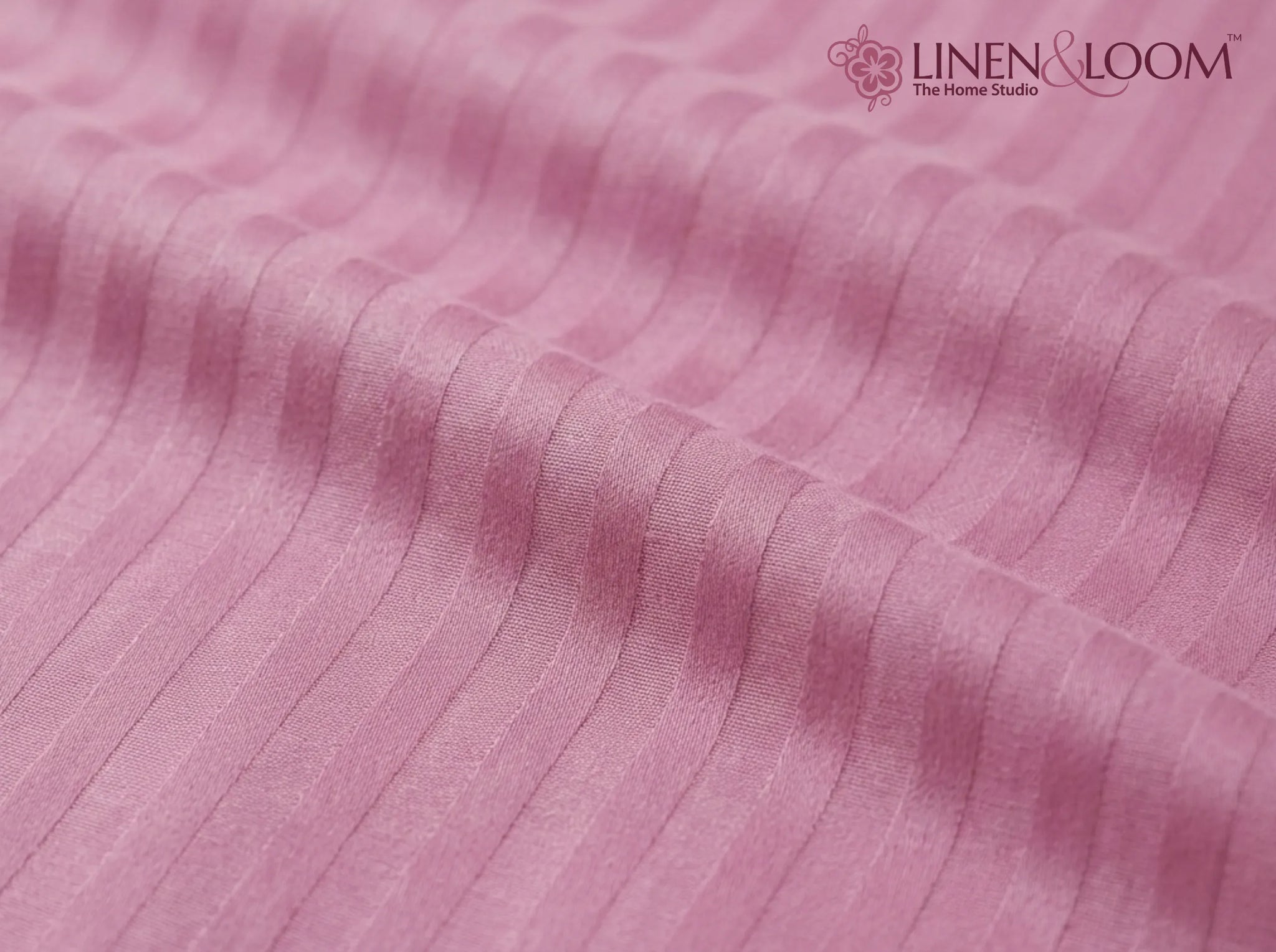 Rose Pink - Linen & Loom Elegance Series Super King Size Bedsheet with 2 Pillow Covers | Luxury Striped Cotton Blend Bedsheet Set 200 TC | Soft, Breathable & Hotel-Style Finish (108 x 108 inches)