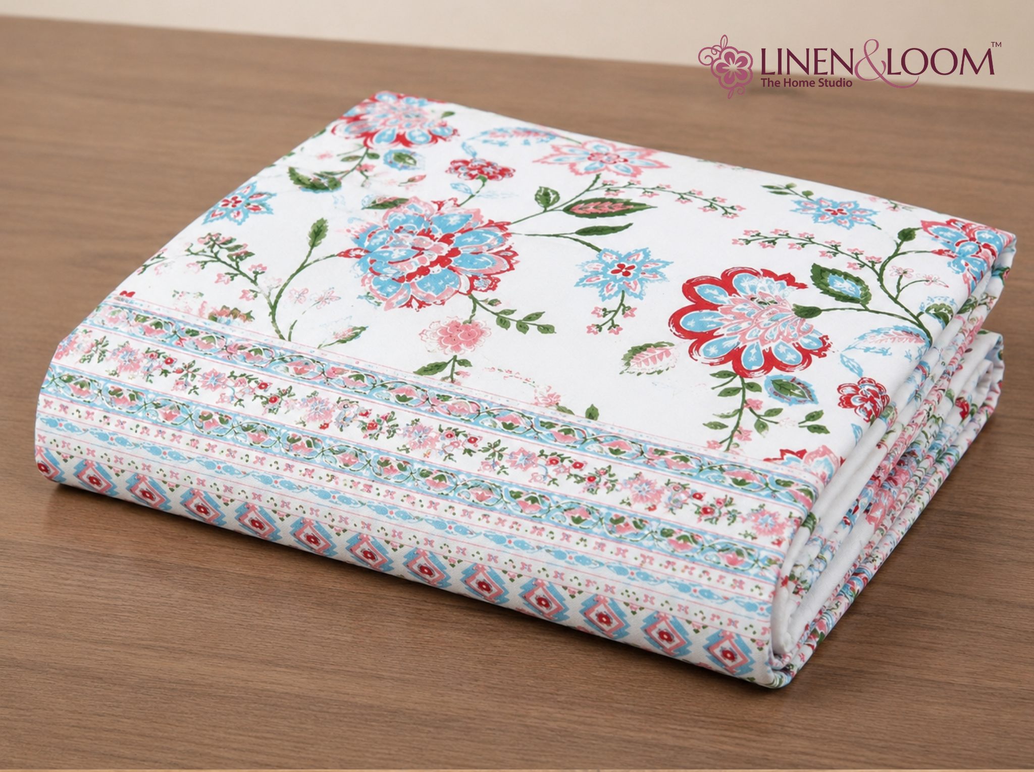 Signature Flora-Pink — Linen & Loom Jaipur Heritage Super King Size (108 x 108 inches) 100% Pure Cotton Bedsheet with 2 Pillow Covers | Soft & Breathable Bed Cover for Home Decor | 240 TC