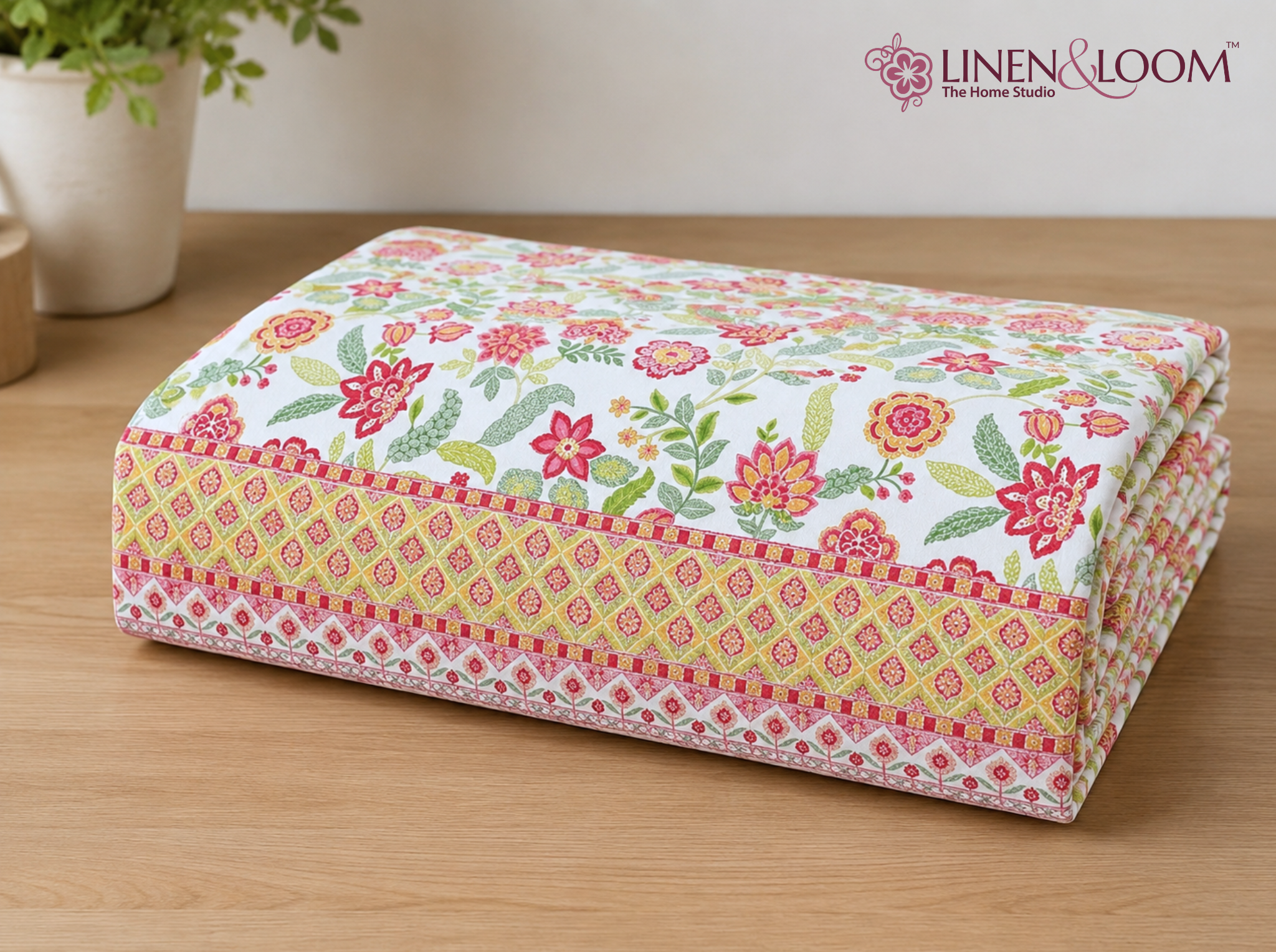 Royal Botanica_Orange — Linen & Loom Jaipur Heritage Super King Size (108 x 108 inches) 100% Pure Cotton Bedsheet with 2 Pillow Covers | Soft & Breathable Bed Cover for Home Decor | 240 TC