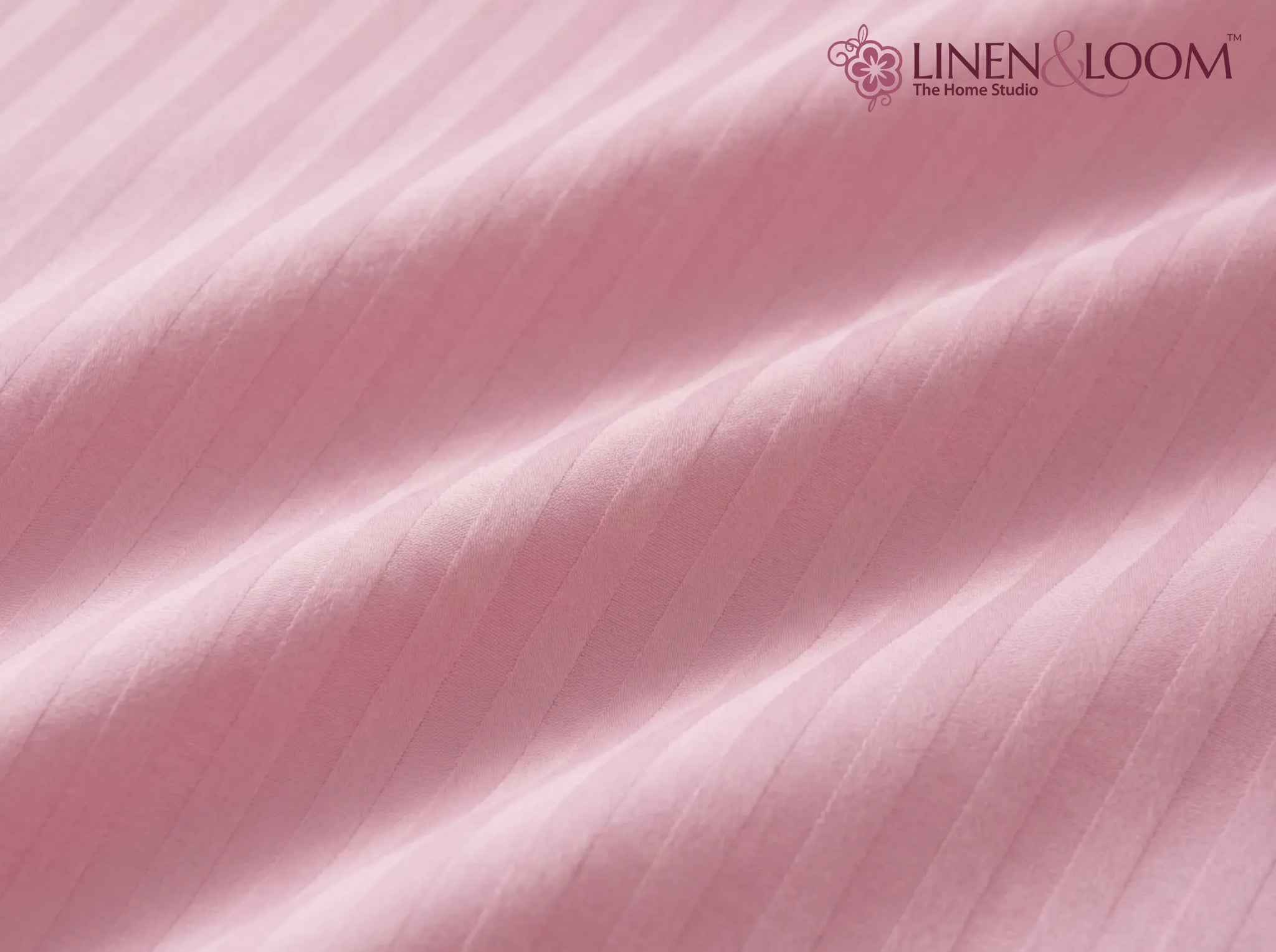 Pink - Linen & Loom Elegance Series Super King Size Bedsheet with 2 Pillow Covers | Luxury Striped Cotton Blend Bedsheet Set 200 TC | Soft, Breathable & Hotel-Style Finish (108 x 108 inches)