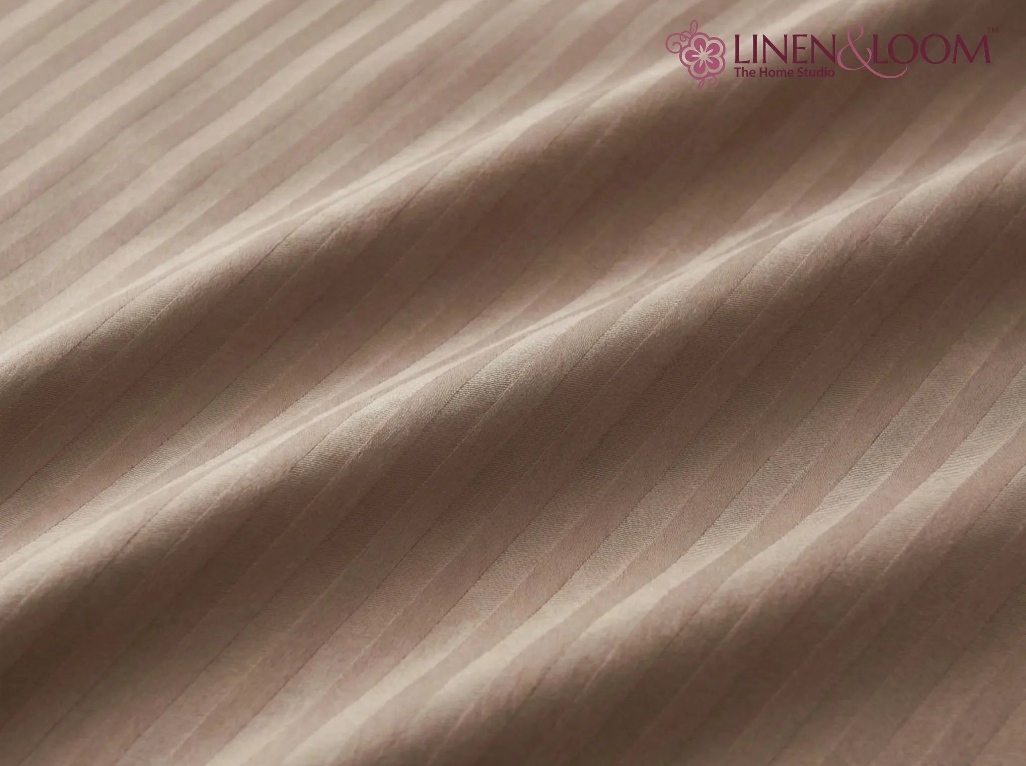 Light Brown - Linen & Loom Elegance Series (60x90 inches) Bedsheet with 1 Pillow Cover | Luxury Striped Cotton Blend Bedsheet Set | Soft, Breathable & Hotel-Style Finish | TC 200
