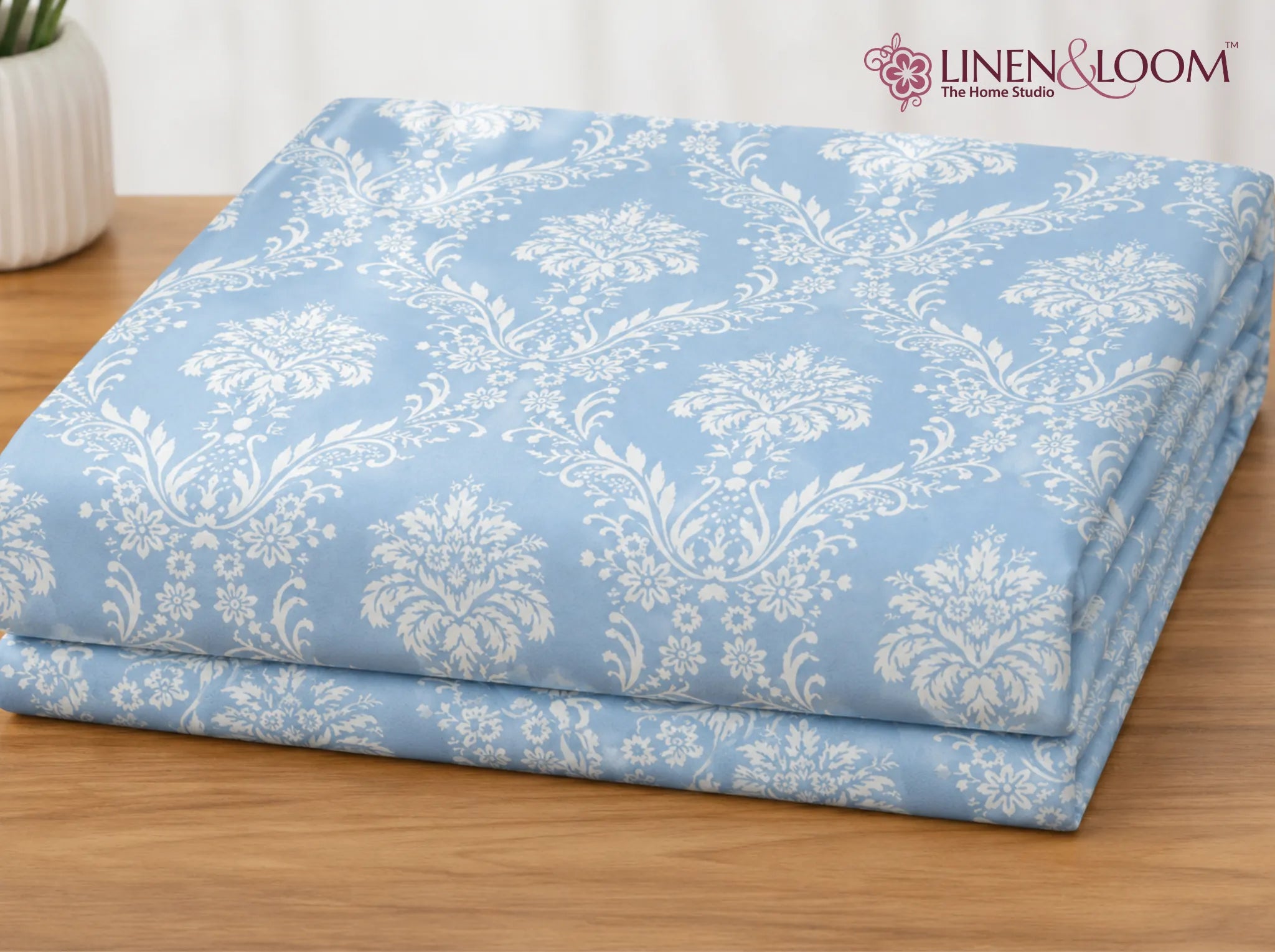 Celeste Heritage - Linen & Loom Serenity Series Super King Size (108x108 inches) Double Bedsheet with 2 Pillow Covers || Soft Breathable Cotton Feel Bedding Set with Elegant Geometric Design || TC 240