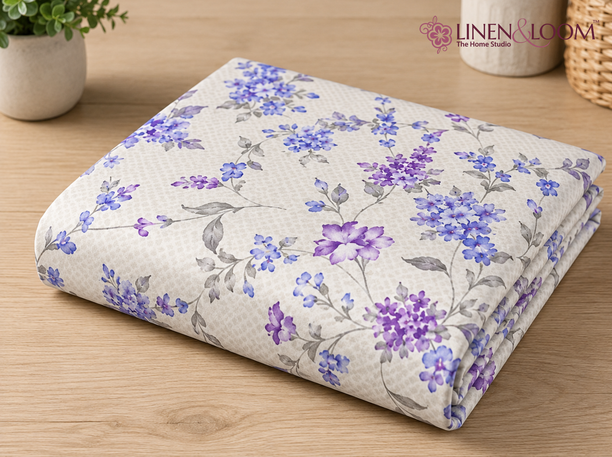 Lavender Edit - Urban Bloom Poly-Cotton Queen Size Bedsheet Set (90x100 Inches) with 2 Matching Pillow Covers - Wrinkle-Free Comfort