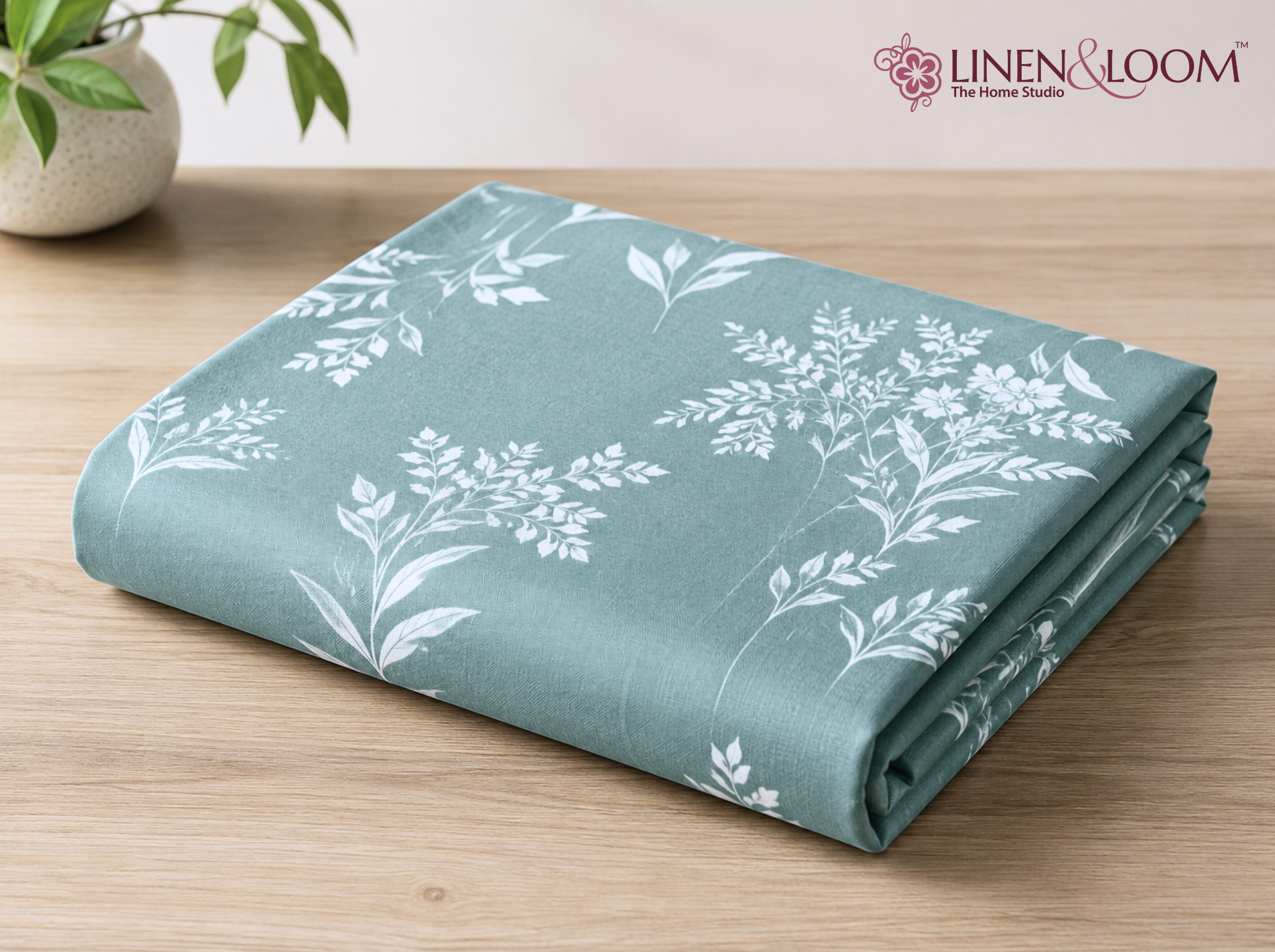 Fern Whisper - Urban Bloom Poly-Cotton Queen Size Bedsheet Set (90x100 Inches) with 2 Matching Pillow Covers - Wrinkle-Free Comfort