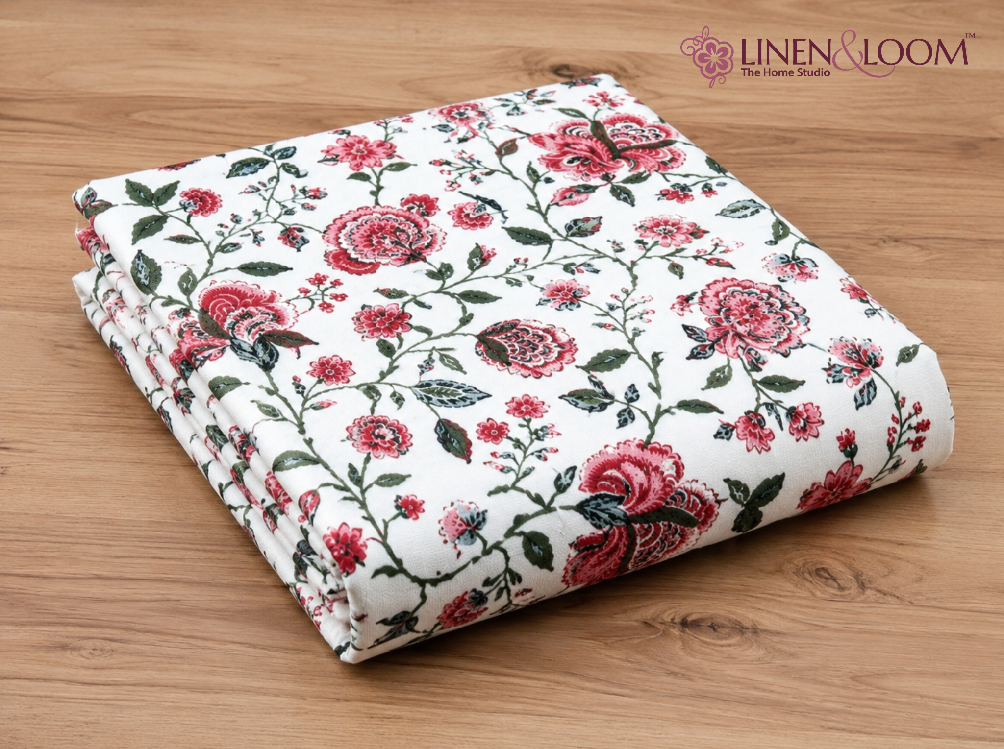 Riva Motif-Red — Linen & Loom Jaipur Heritage Super King Size (108 x 108 inches) 100% Pure Cotton Bedsheet with 2 Pillow Covers | Soft & Breathable Bed Cover for Home Decor | 240 TC