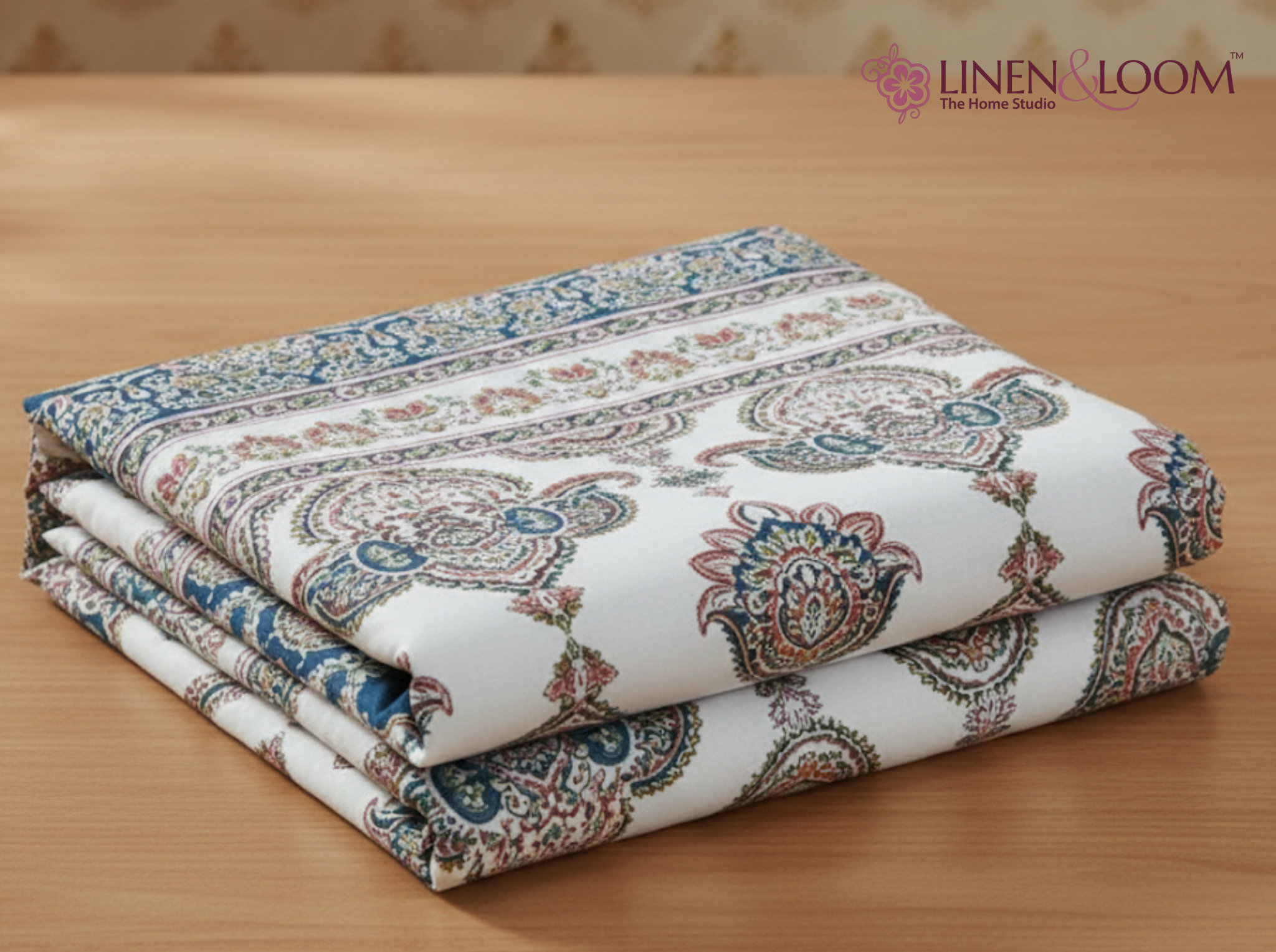 Rang Sutra - Blue — Linen & Loom Jaipur Heritage Super King Size (108 x 108 inches) 100% Pure Cotton Bedsheet with 2 Pillow Covers | Soft & Breathable Bed Cover for Home Decor | 240 TC