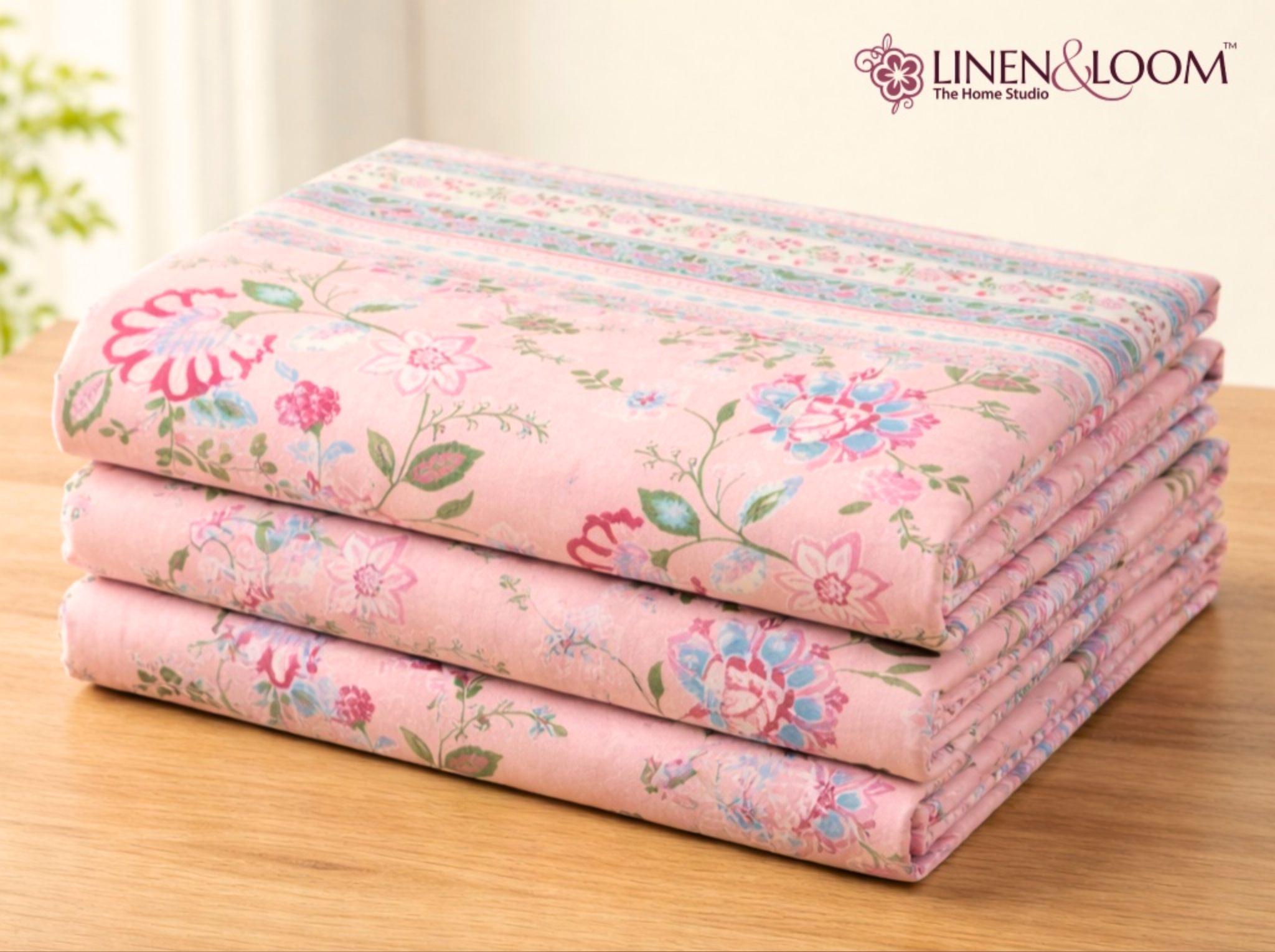 Gulbahar Classic - Pink — Linen & Loom Jaipur Heritage Super King Size (108 x 108 inches) 100% Pure Cotton Bedsheet with 2 Pillow Covers | Soft & Breathable Bed Cover for Home Decor | 240 TC