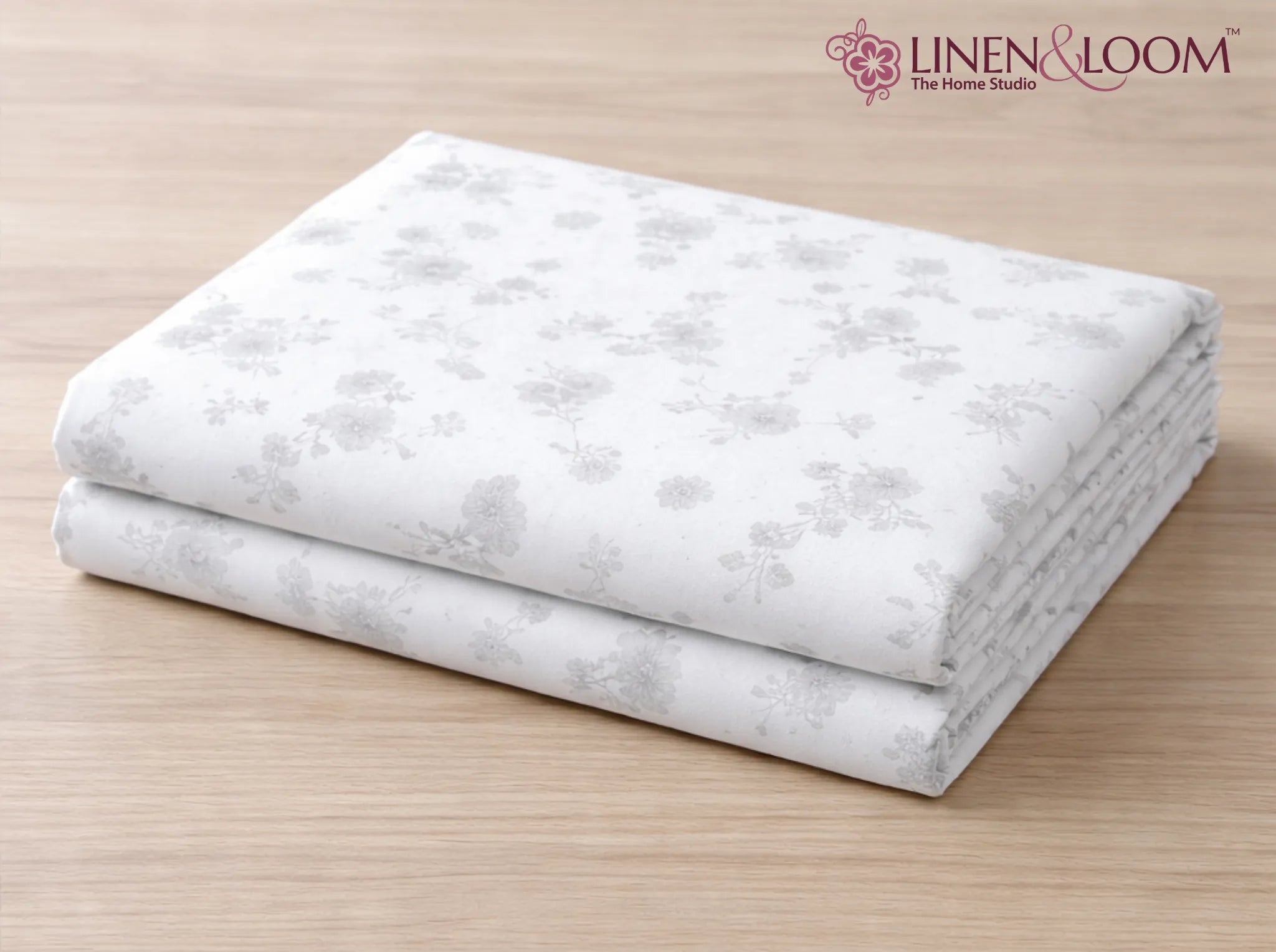 Arctic Bloom - Linen & Loom Serenity Series Super King Size (108x108 inches) Double Bedsheet with 2 Pillow Covers || Soft Breathable Cotton Feel Bedding Set with Elegant Geometric Design || TC 240