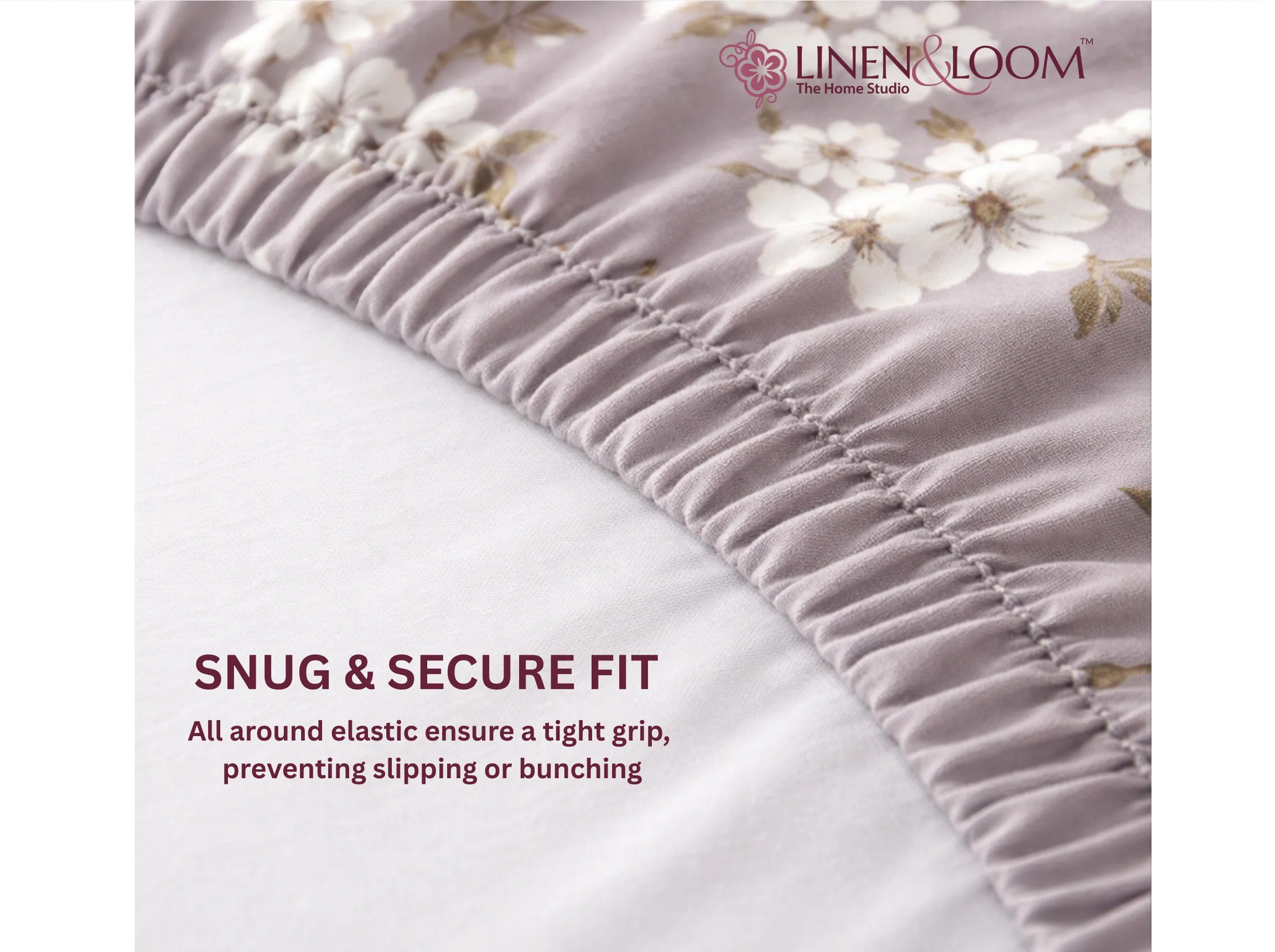 Orchard Mist - Linen & Loom Pure Comfort Series 360° Elastic Fitted Bedsheet | Soft and Comfortable Bed Linen Set for a Cozy Bedroom | 200 TC | King Size 72x78 inches + 9 inches