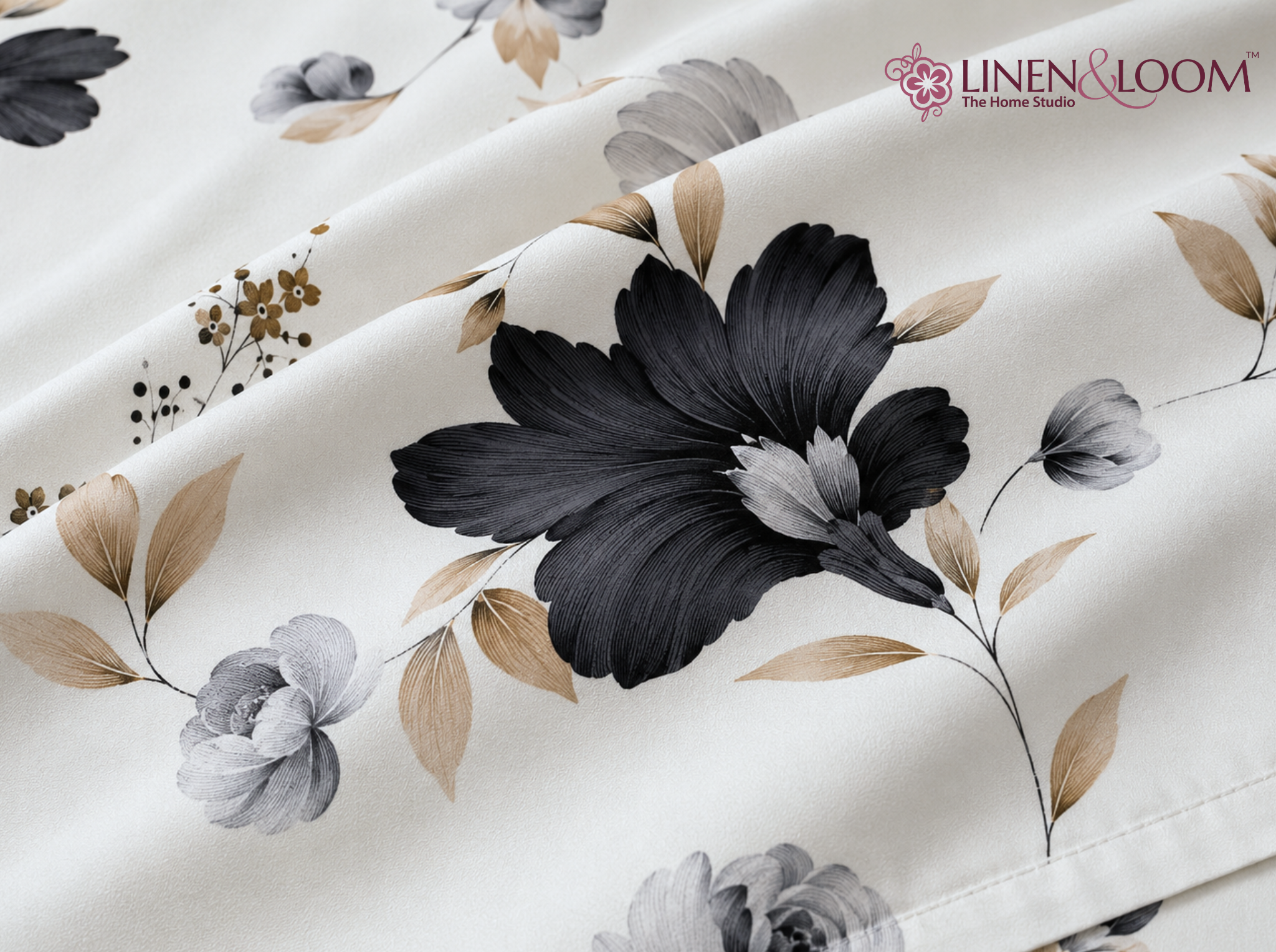 Noir Botanica - Urban Bloom Poly-Cotton Queen Size Bedsheet Set (90x100 Inches) with 2 Matching Pillow Covers - Wrinkle-Free Comfort
