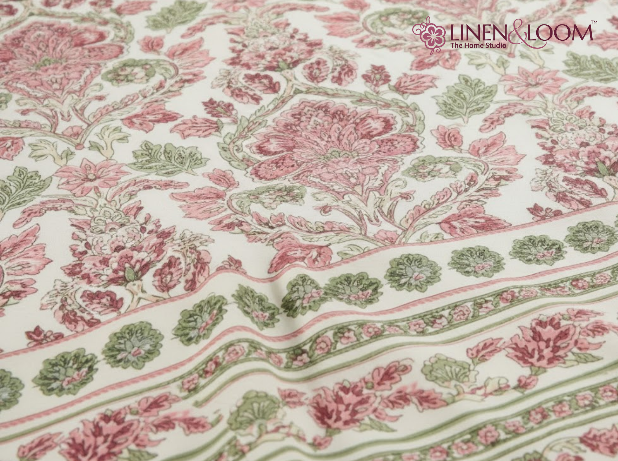 Shahi Heritage - Red — Linen & Loom Jaipur Heritage Super King Size (108 x 108 inches) 100% Pure Cotton Bedsheet with 2 Pillow Covers | Soft & Breathable Bed Cover for Home Decor | 240 TC