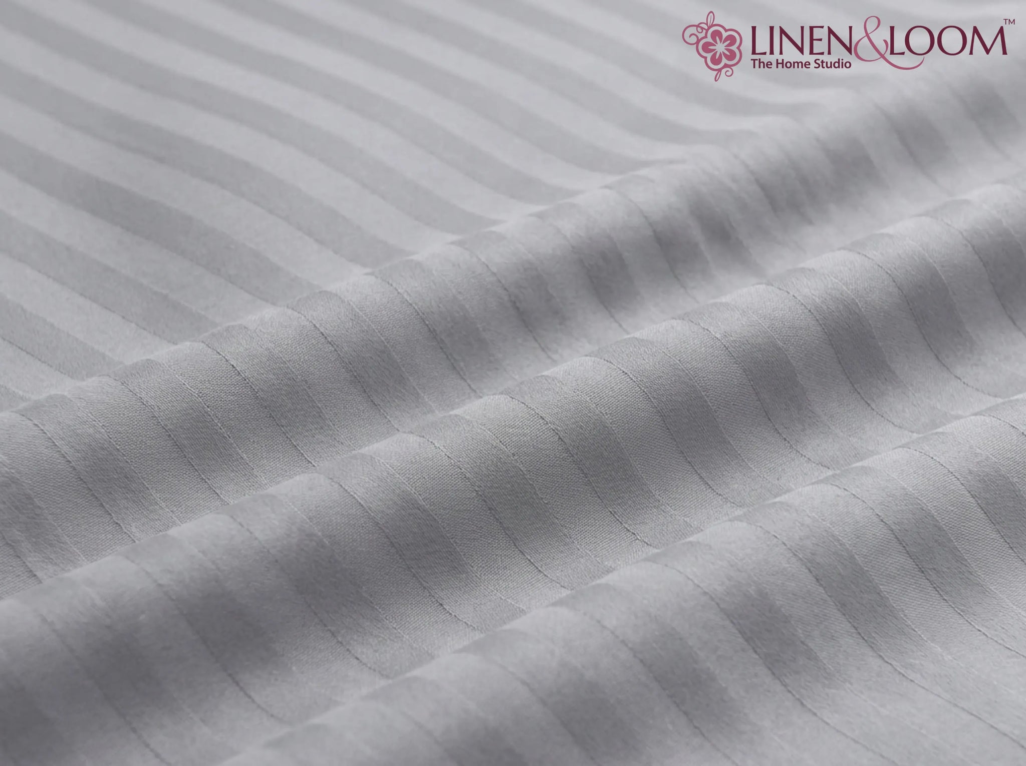 Grey - Linen & Loom Elegance Series (60x90 inches) Bedsheet with 1 Pillow Cover | Luxury Striped Cotton Blend Bedsheet Set | Soft, Breathable & Hotel-Style Finish | TC 200