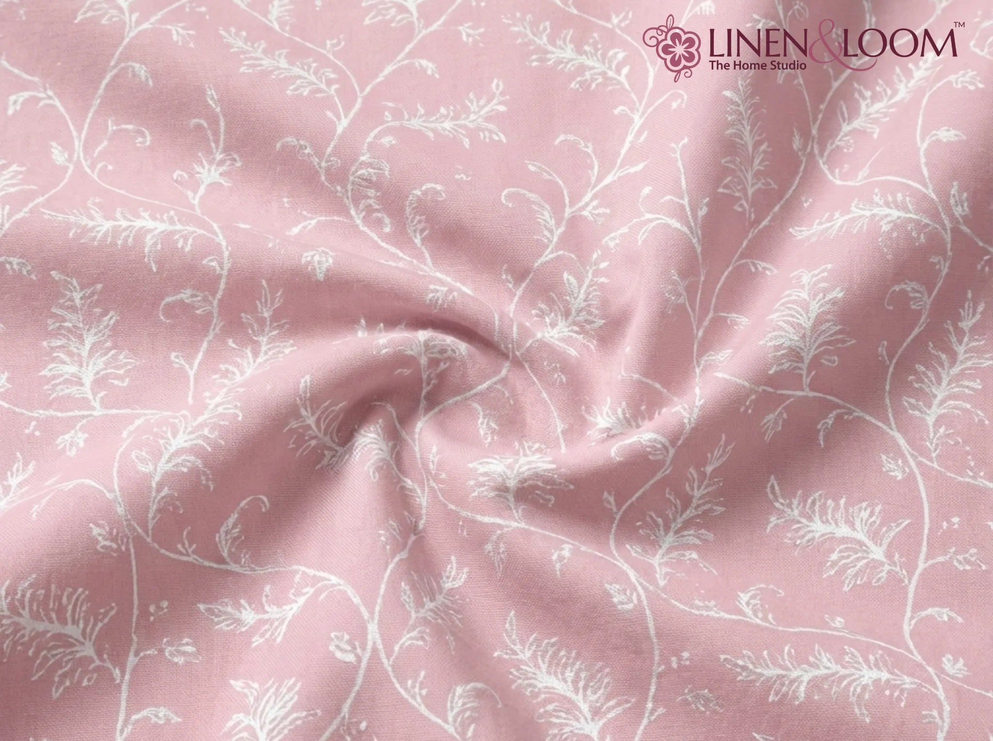 Powder Rose Garden - Linen & Loom Serenity Series Super King Size (108x108 inches) Double Bedsheet with 2 Pillow Covers || Soft Breathable Cotton Feel Bedding Set with Elegant Geometric Design || TC 240