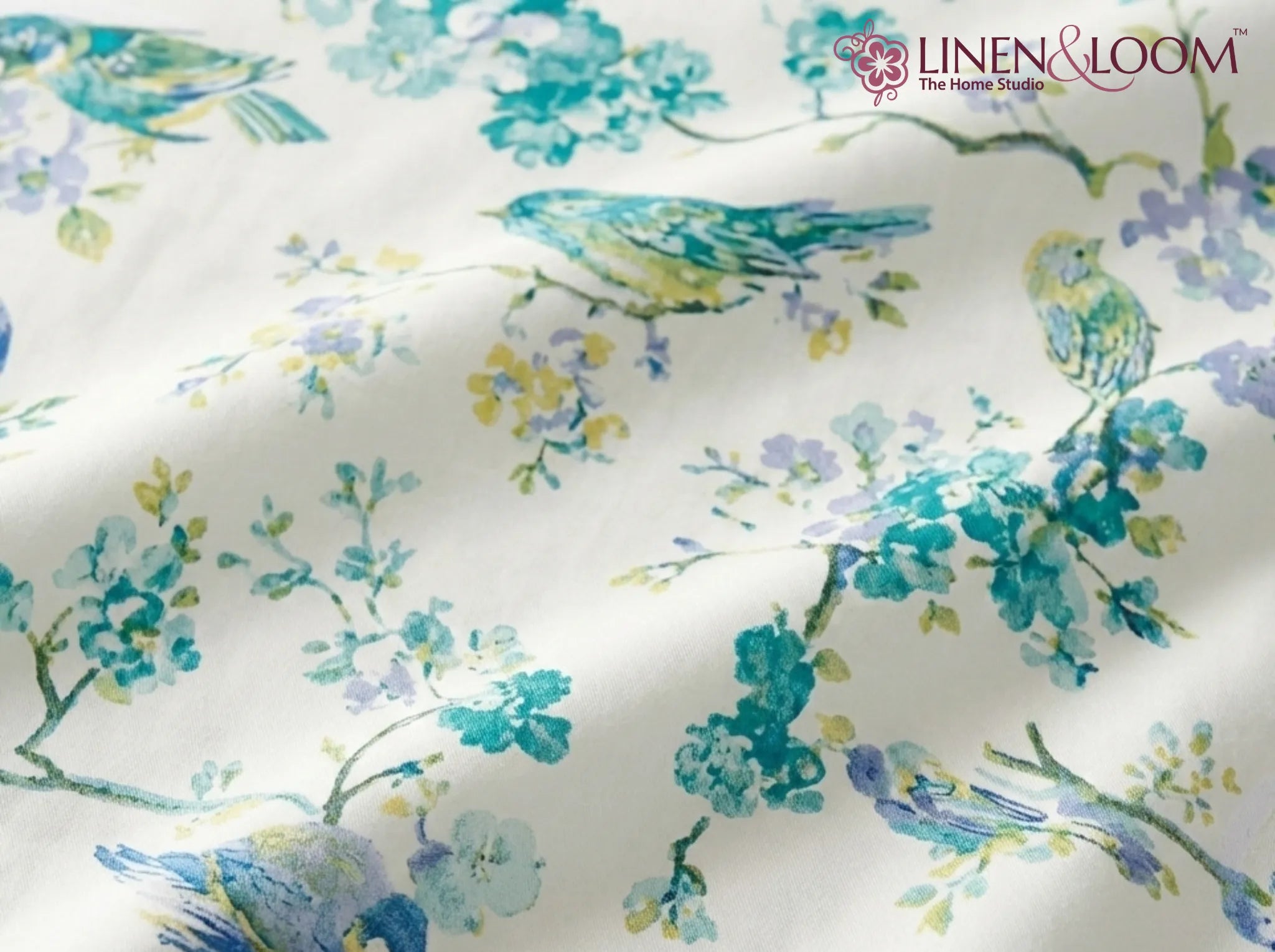 Azure Song - Linen & Loom The Natural Collection - 100% Pure Cotton Single Bedsheet (60 x 90 Inches) with 1 Pillow Cover | 240 TC - Soft & Breathable Cotton Bed Sheet for Bedroom