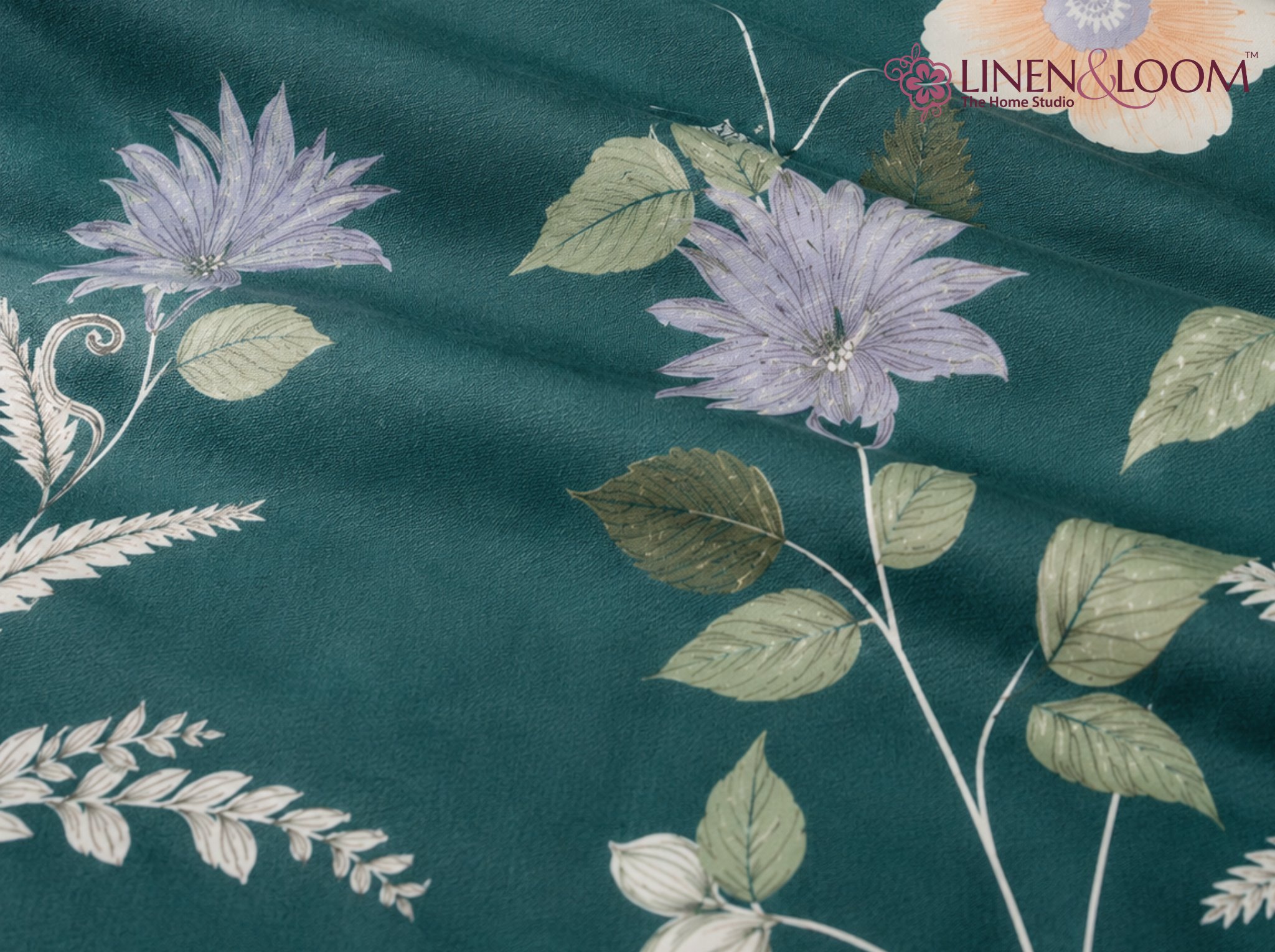 Jade Blossom - Urban Bloom Poly-Cotton Queen Size Bedsheet Set (90x100 Inches) with 2 Matching Pillow Covers - Wrinkle-Free Comfort