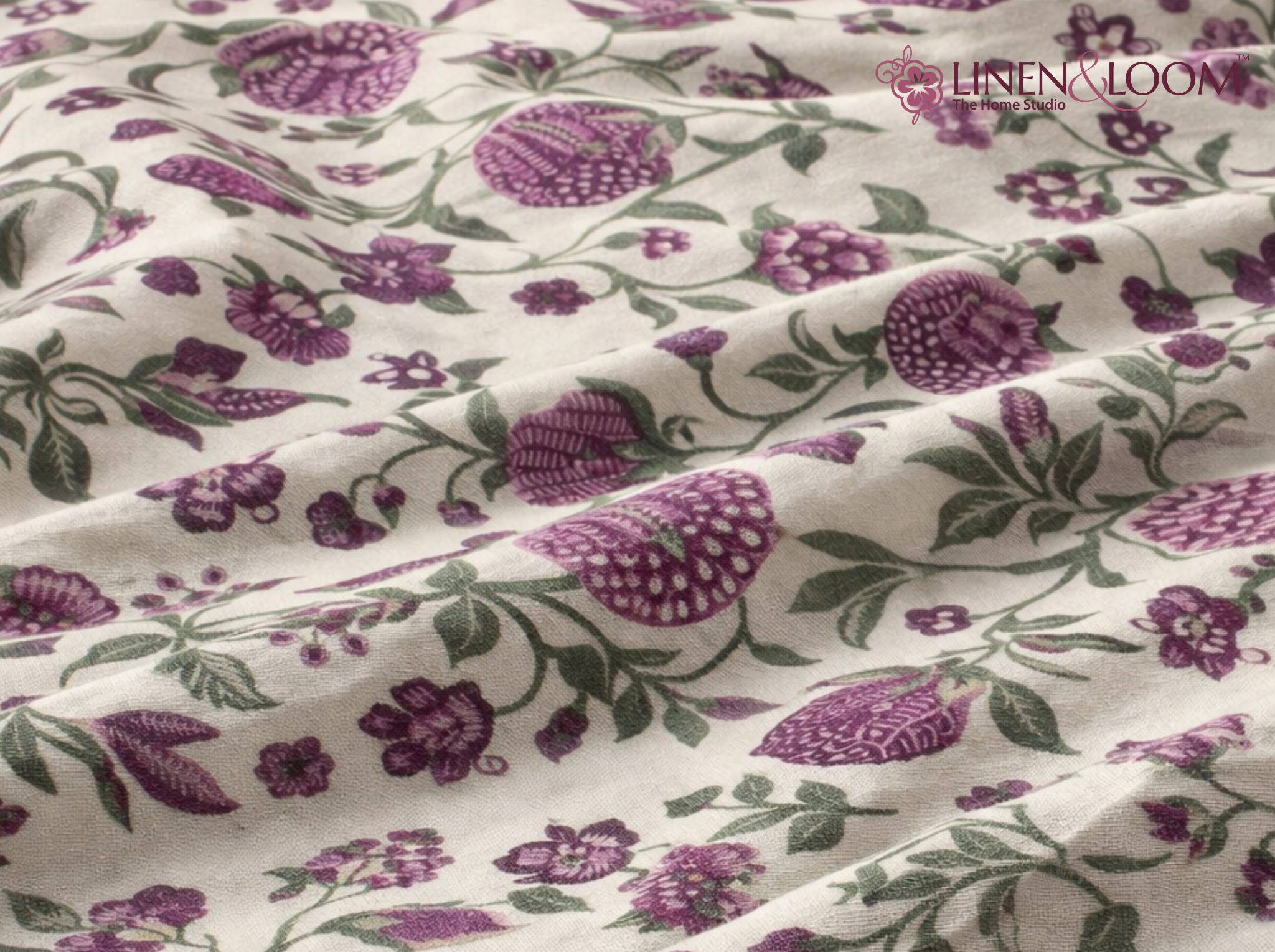 Firdaus Heritage - Lilac — Maharani Motifs Bedsheet | Linen & Loom