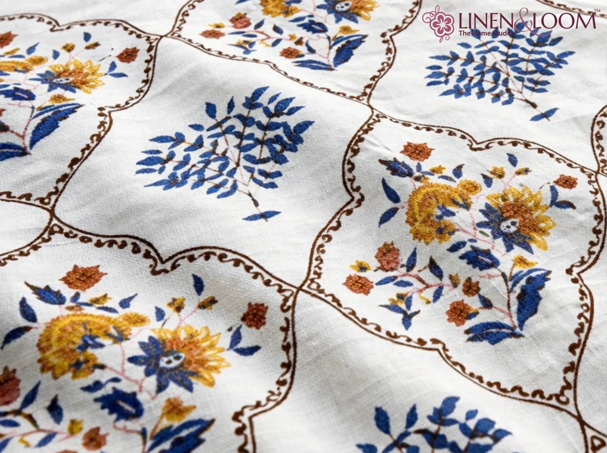 Maharani Bagh - Brown - Linen & Loom The Natural Collection - 100% Pure Cotton Single Bedsheet (60 x 90 Inches) with 1 Pillow Cover | 240 TC - Soft & Breathable Cotton Bed Sheet for Bedroom