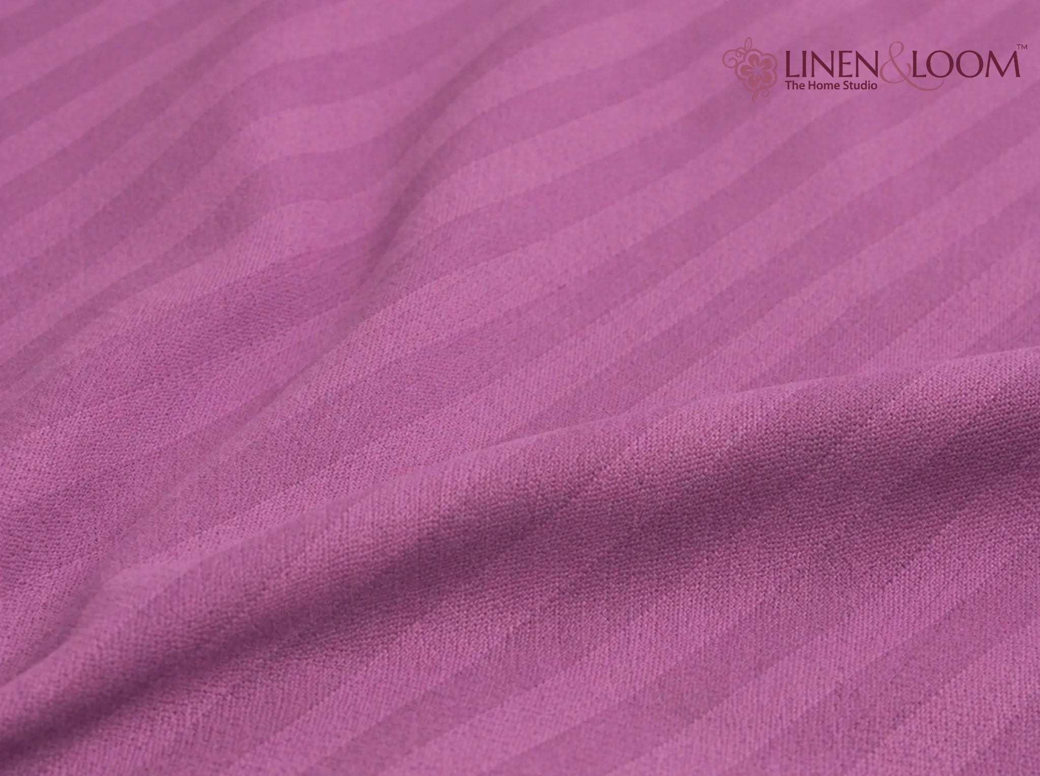 Rose Pink - Linen & Loom Elegance Series (60x90 inches) Bedsheet with 1 Pillow Cover | Luxury Striped Cotton Blend Bedsheet Set | Soft, Breathable & Hotel-Style Finish | TC 200