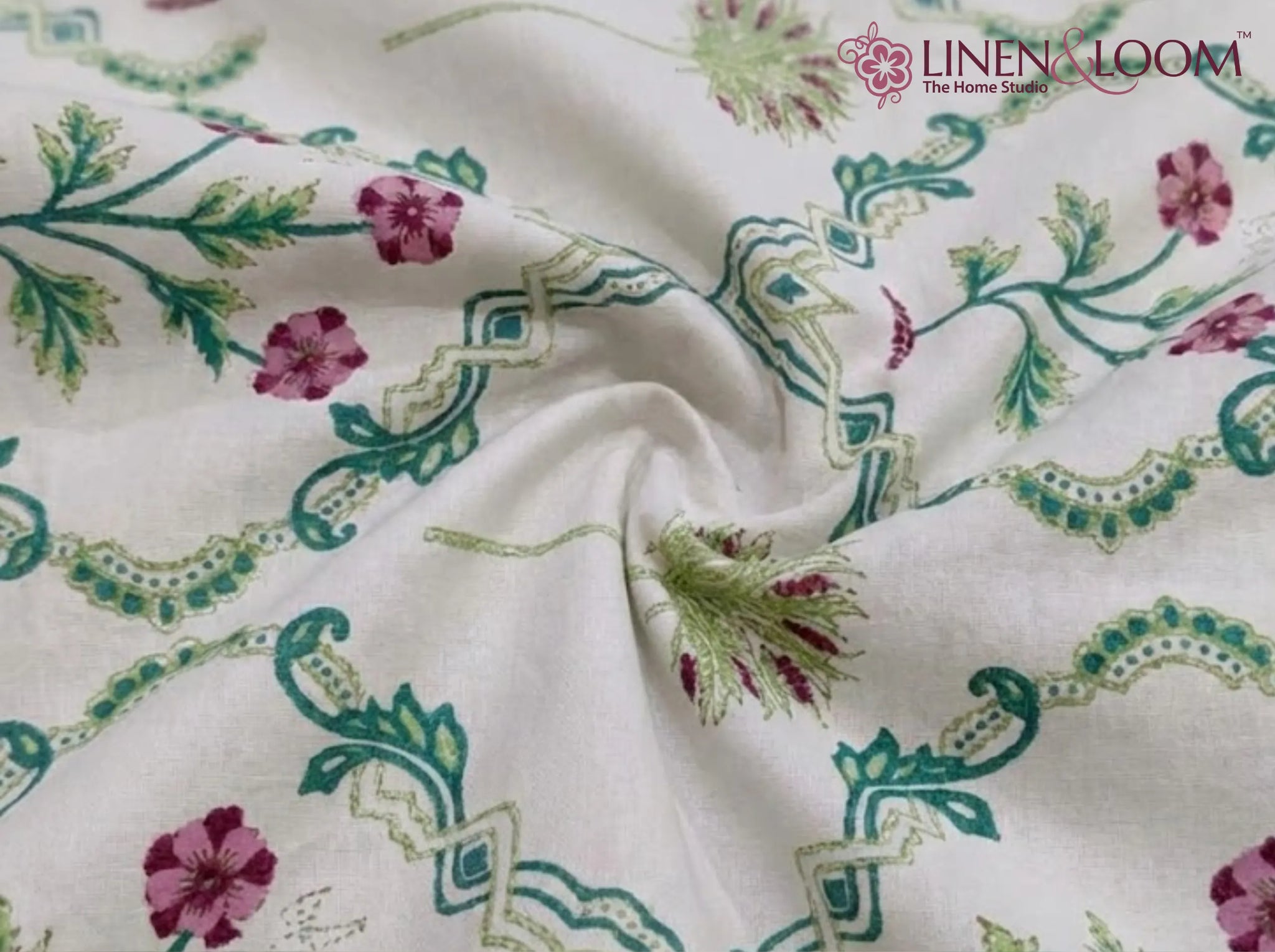 Duchess Berry Garden - Linen & Loom Natural Collection - Super King (100x108) 100% Pure Cotton Bedsheet with 2 Pillow Covers | Soft Breathable Bedspread for Home Decor | TC 240