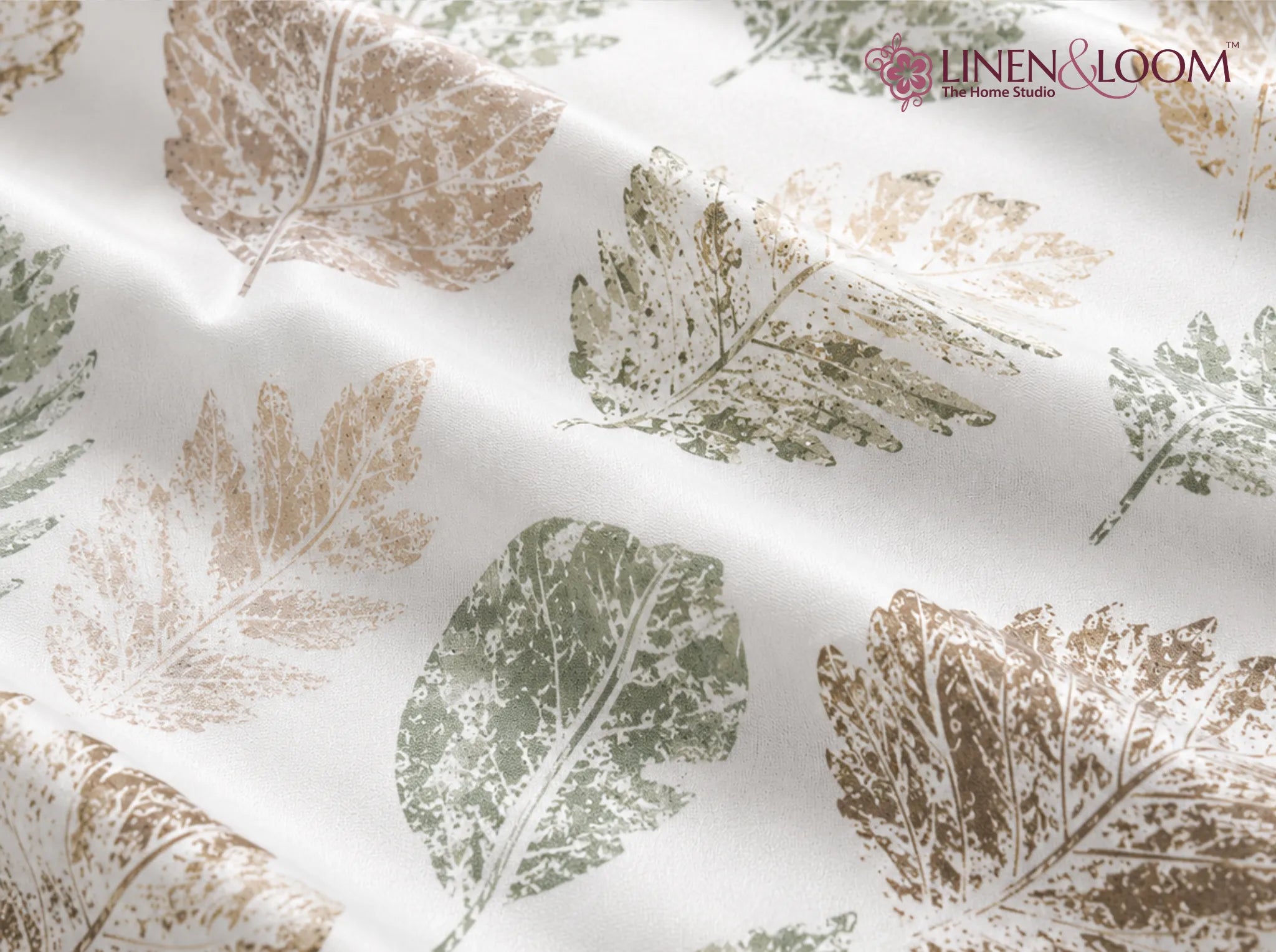 Rustic Leaves - Linen & Loom Serenity Series Super King Size (108x108 inches) Double Bedsheet with 2 Pillow Covers || Soft Breathable Cotton Feel Bedding Set with Elegant Geometric Design || TC 240