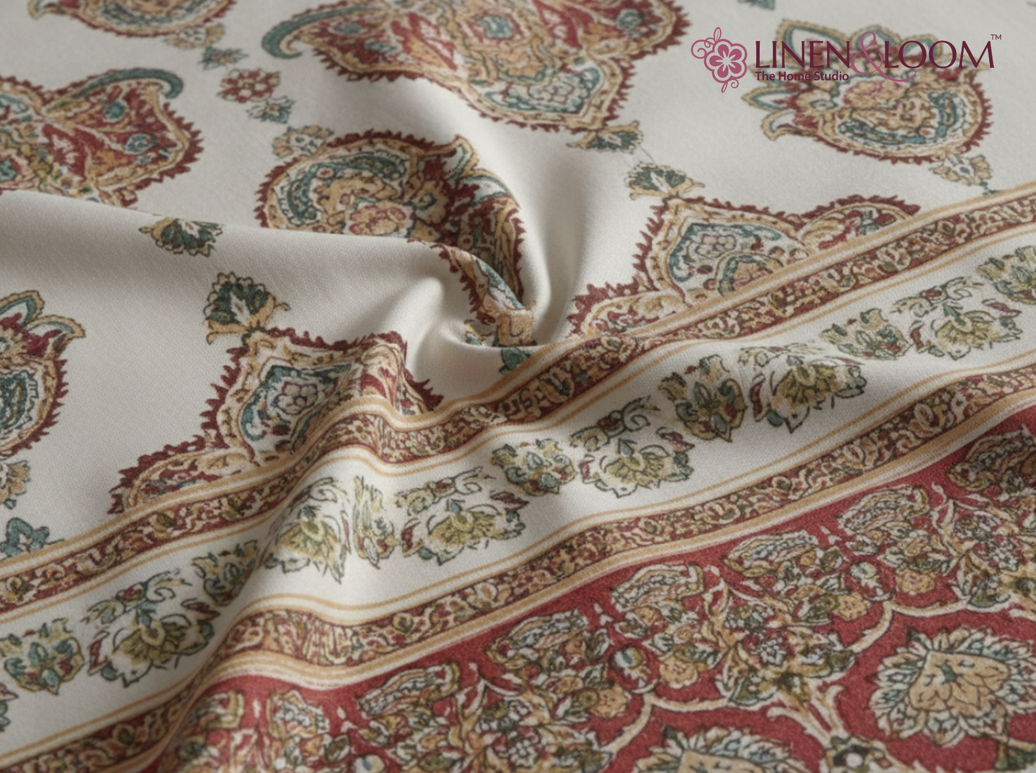 Rang Sutra - Red — Linen & Loom Jaipur Heritage Super King Size (108 x 108 inches) 100% Pure Cotton Bedsheet with 2 Pillow Covers | Soft & Breathable Bed Cover for Home Decor | 240 TC