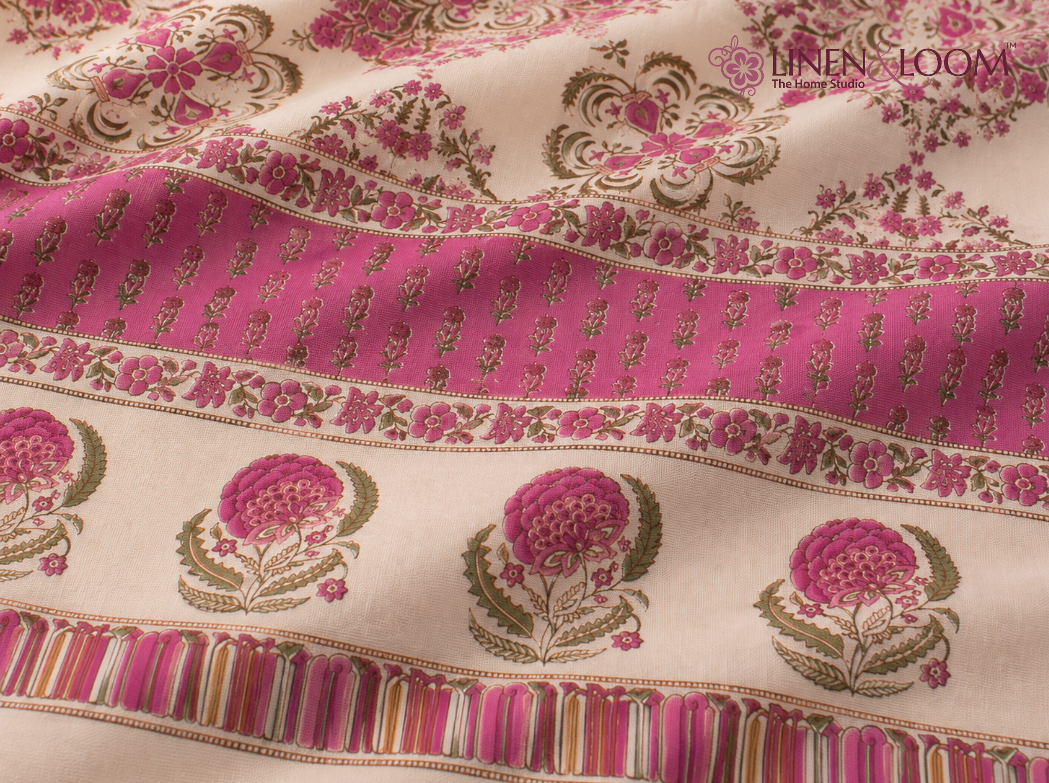 Ornate Heritage_Purple — Linen & Loom Jaipur Heritage Super King Size (108 x 108 inches) 100% Pure Cotton Bedsheet with 2 Pillow Covers | Soft & Breathable Bed Cover for Home Decor | 240 TC