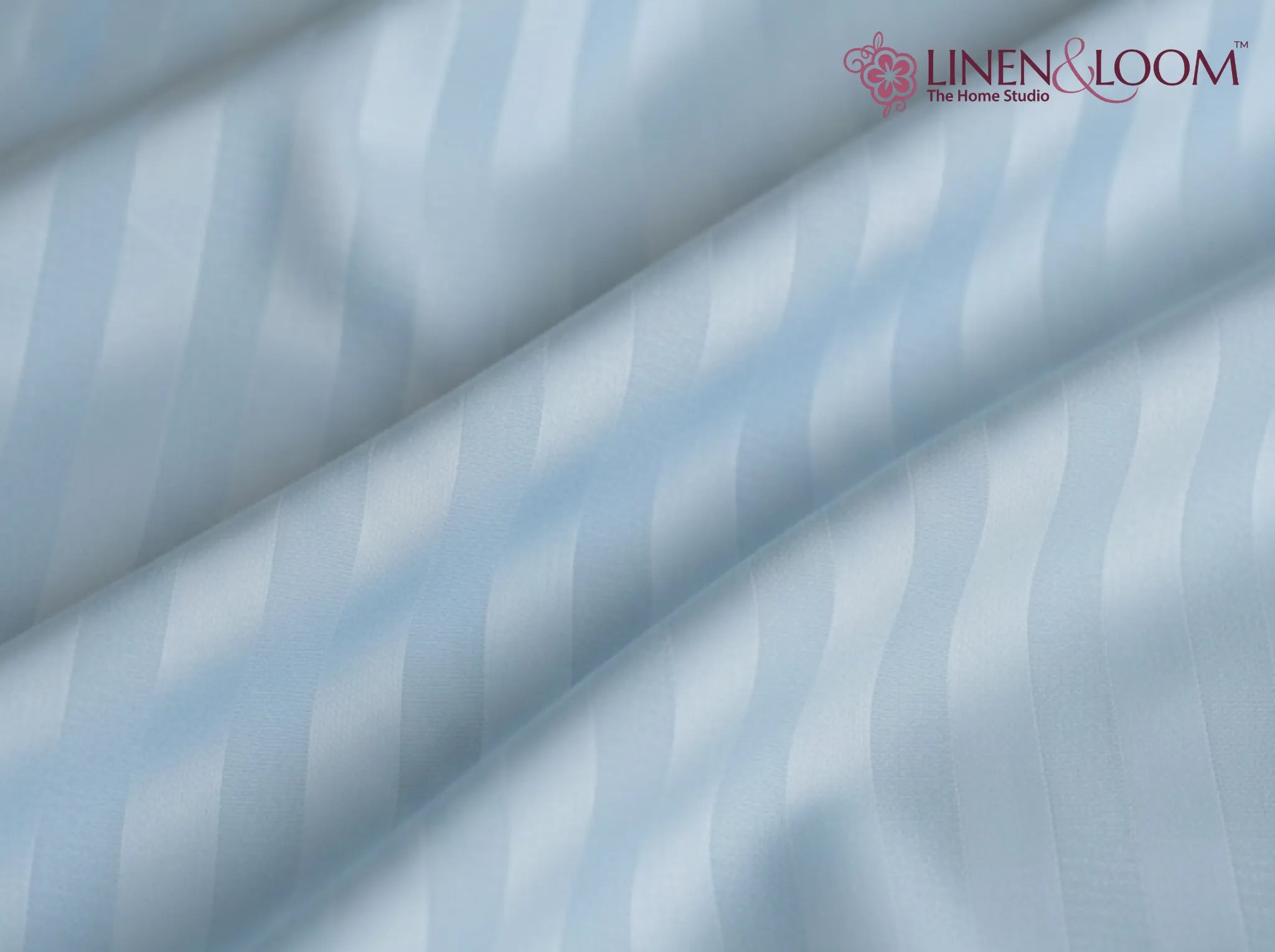 Light Blue - Linen & Loom Elegance Series Super King Size Bedsheet with 2 Pillow Covers | Luxury Striped Cotton Blend Bedsheet Set 200 TC | Soft, Breathable & Hotel-Style Finish (108 x 108 inches)