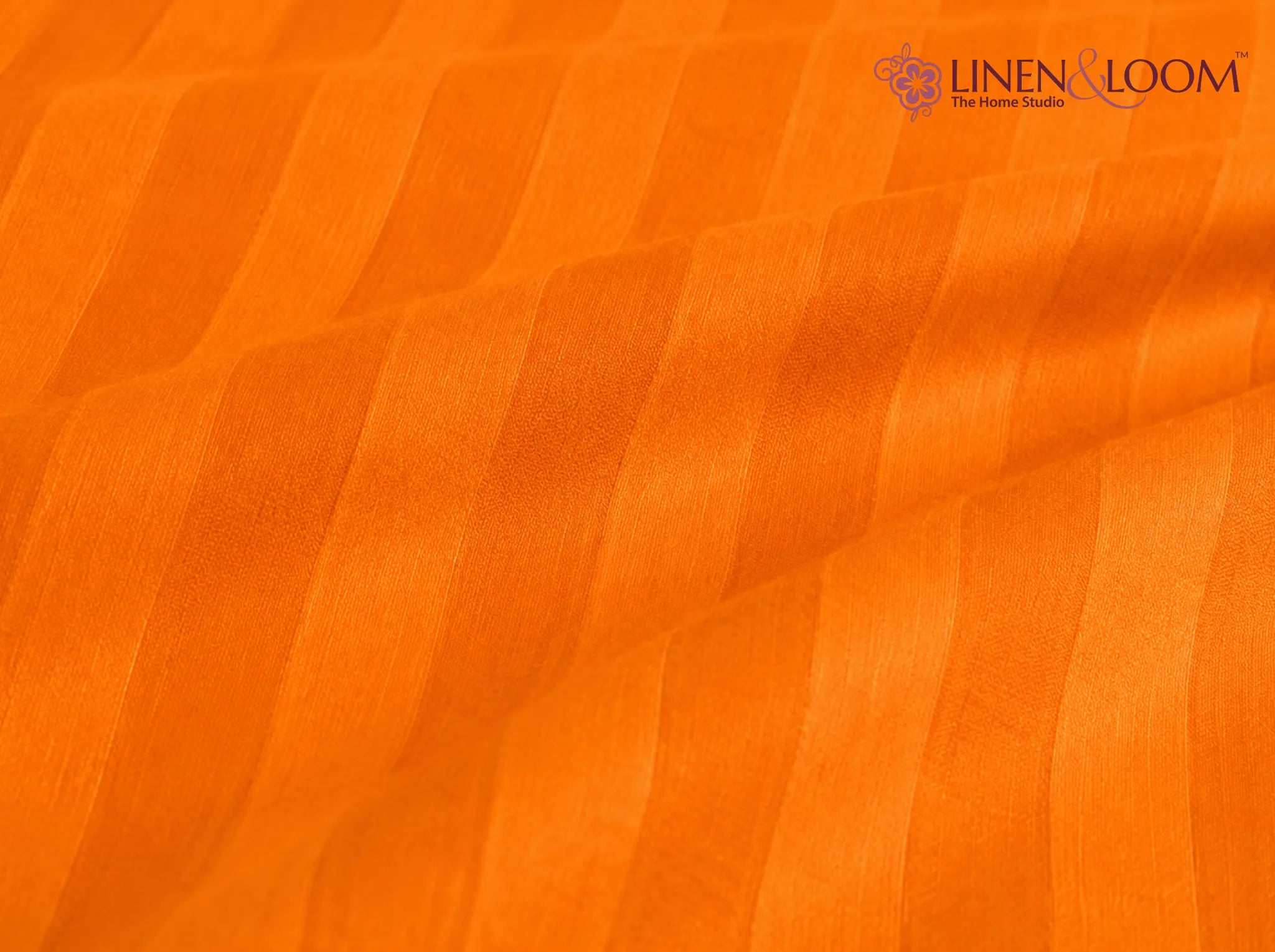 Orange - Linen & Loom Elegance Series (60x90 inches) Bedsheet with 1 Pillow Cover | Luxury Striped Cotton Blend Bedsheet Set | Soft, Breathable & Hotel-Style Finish | TC 200