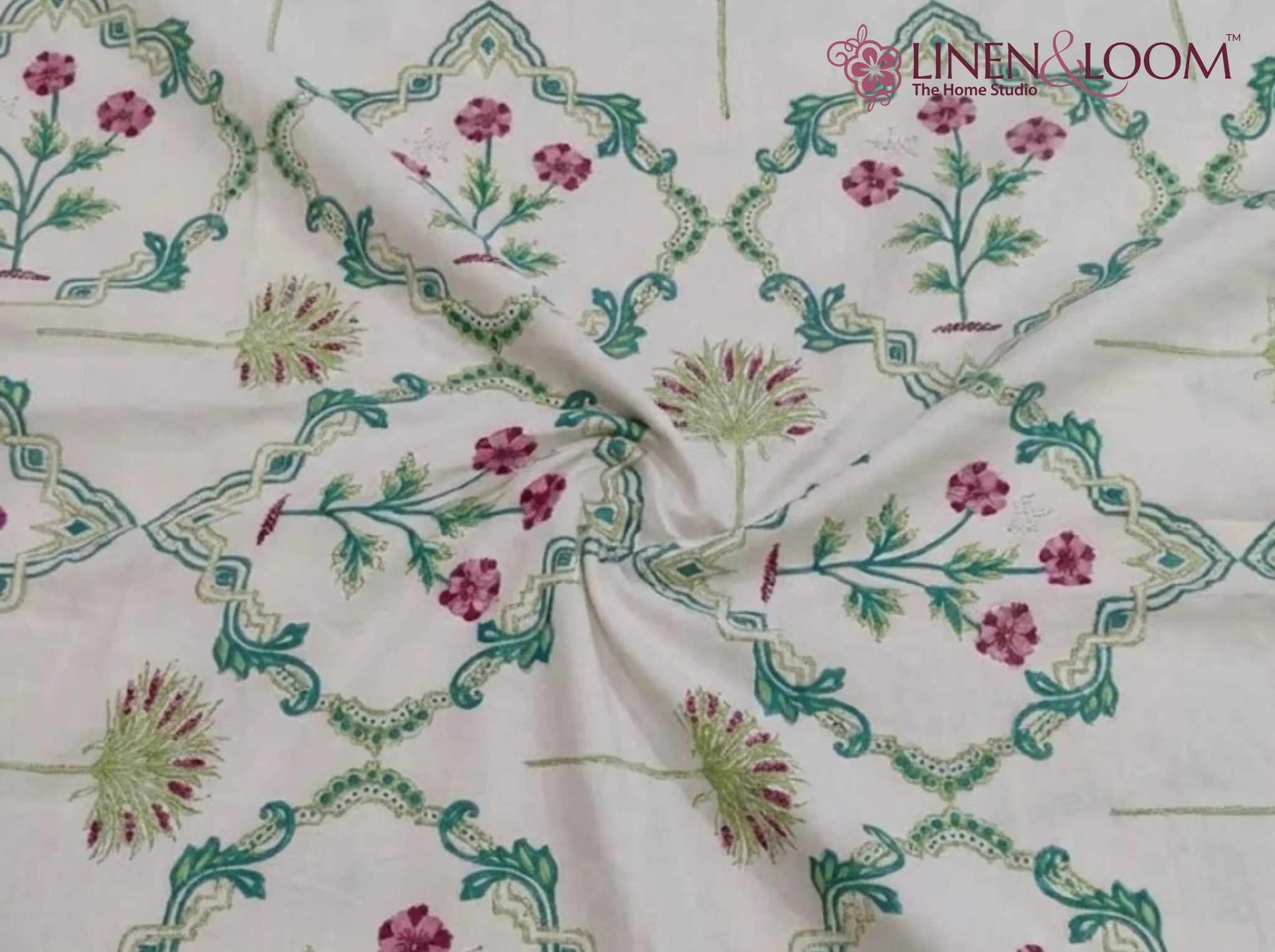 Duchess Berry Garden - Linen & Loom The Natural Collection - 100% Pure Cotton Single Bedsheet (60 x 90 Inches) with 1 Pillow Cover | 240 TC - Soft & Breathable Cotton Bed Sheet for Bedroom
