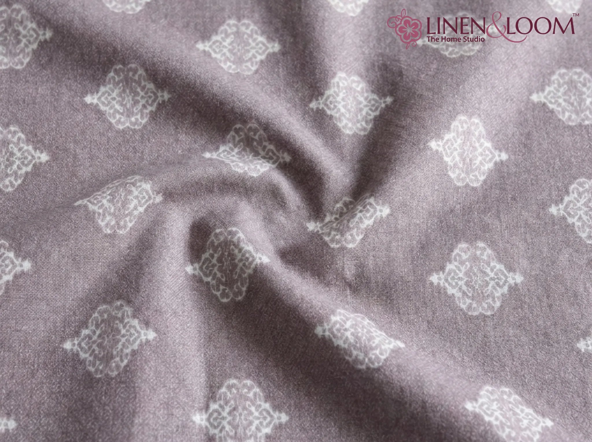 Timeless Taupe - Linen & Loom Serenity Series Super King Size (108x108 inches) Double Bedsheet with 2 Pillow Covers || Soft Breathable Cotton Feel Bedding Set with Elegant Geometric Design || TC 240