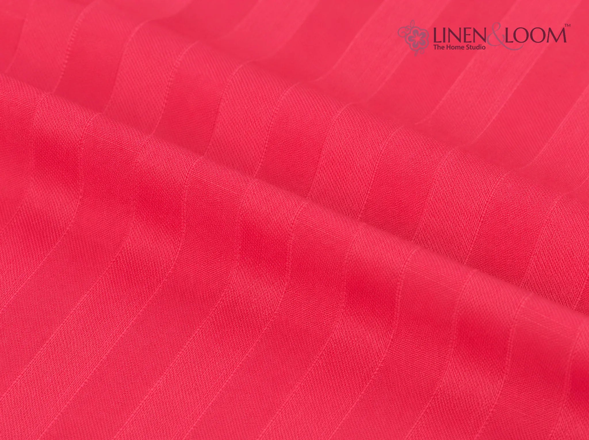 Flamingo Pink - Linen & Loom Elegance Series (60x90 inches) Bedsheet with 1 Pillow Cover | Luxury Striped Cotton Blend Bedsheet Set | Soft, Breathable & Hotel-Style Finish | TC 200