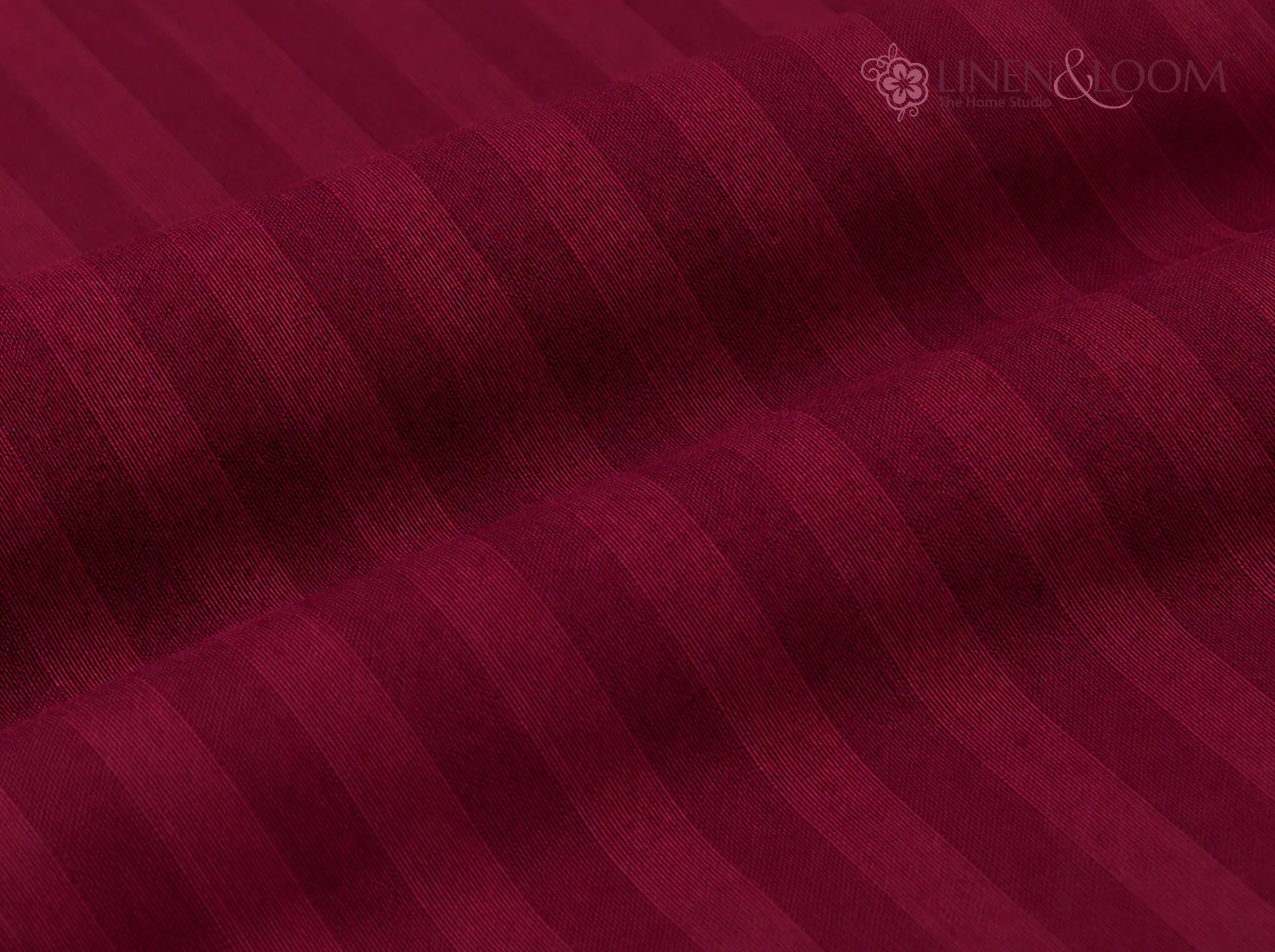 Maroon - Linen & Loom Elegance Series (60x90 inches) Bedsheet with 1 Pillow Cover | Luxury Striped Cotton Blend Bedsheet Set | Soft, Breathable & Hotel-Style Finish | TC 200