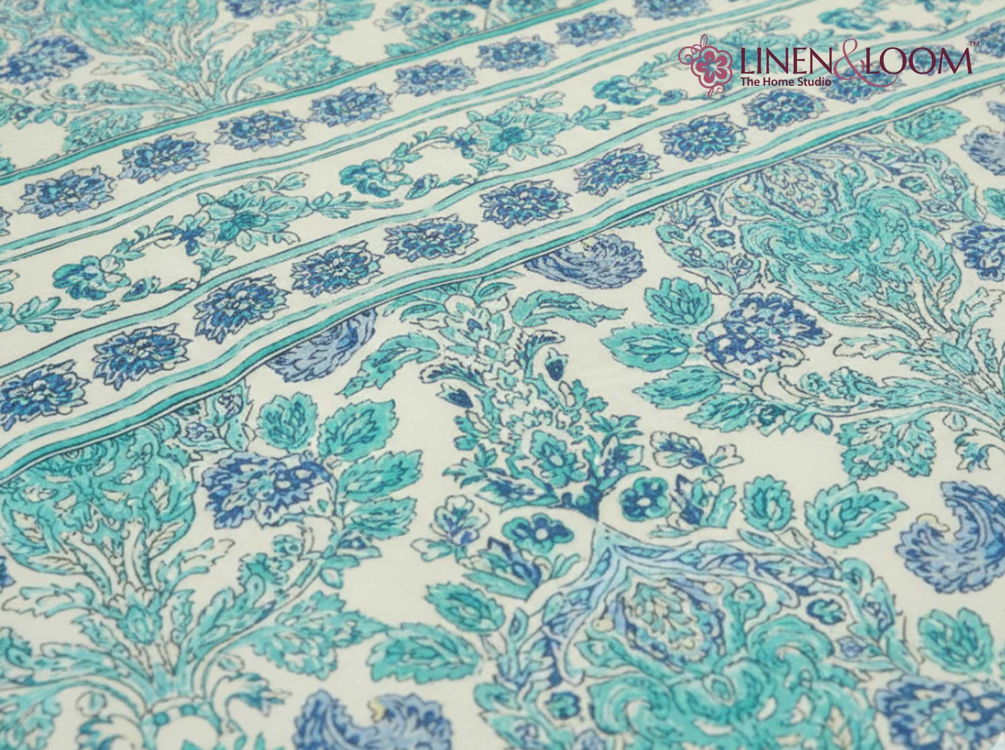Shahi Heritage- Blue — Linen & Loom Jaipur Heritage Super King Size (108 x 108 inches) 100% Pure Cotton Bedsheet with 2 Pillow Covers | Soft & Breathable Bed Cover for Home Decor | 240 TC