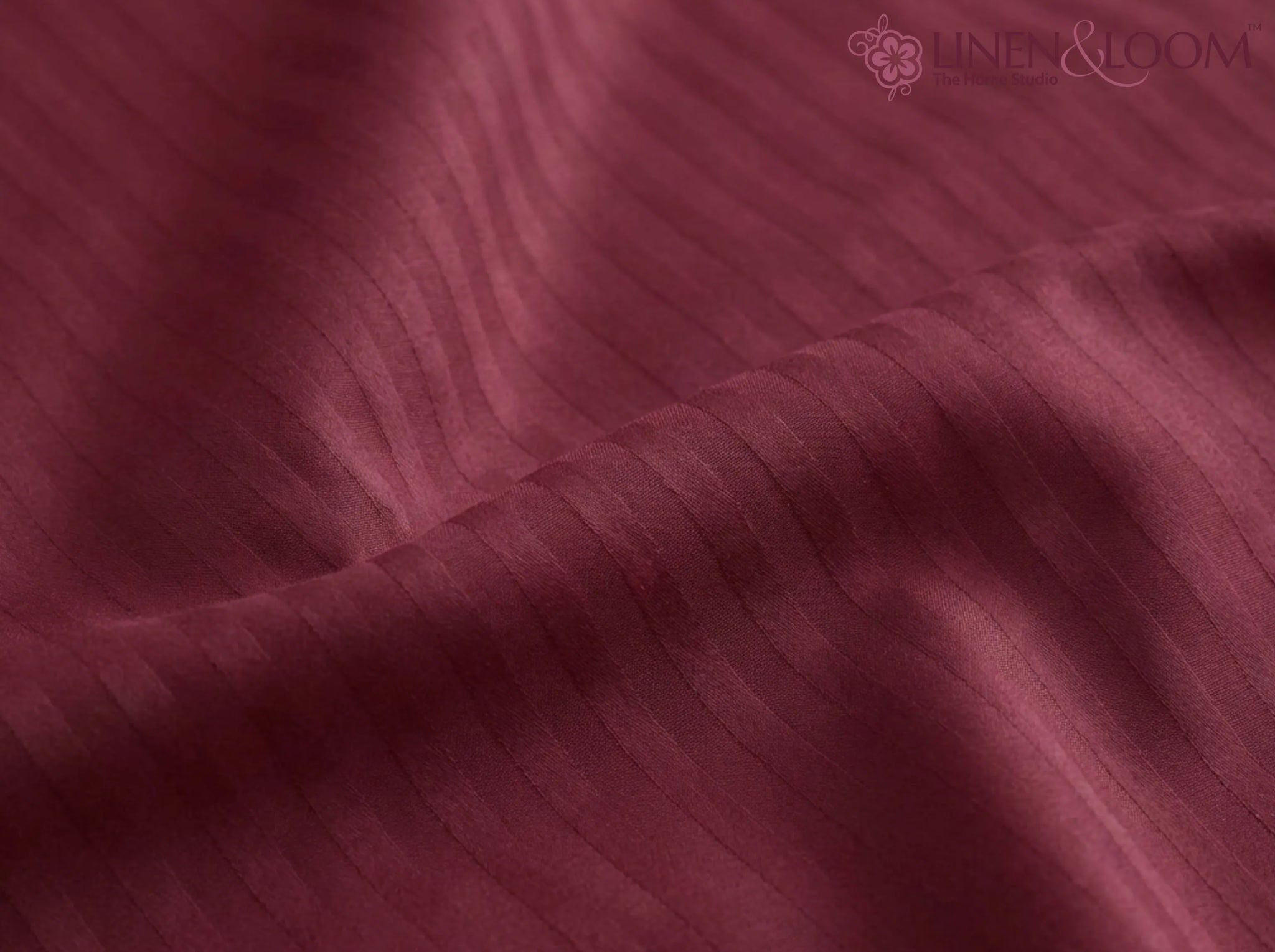 Cherry Red - Linen & Loom Elegance Series Super King Size Bedsheet with 2 Pillow Covers | Luxury Striped Cotton Blend Bedsheet Set 200 TC | Soft, Breathable & Hotel-Style Finish (108 x 108 inches)