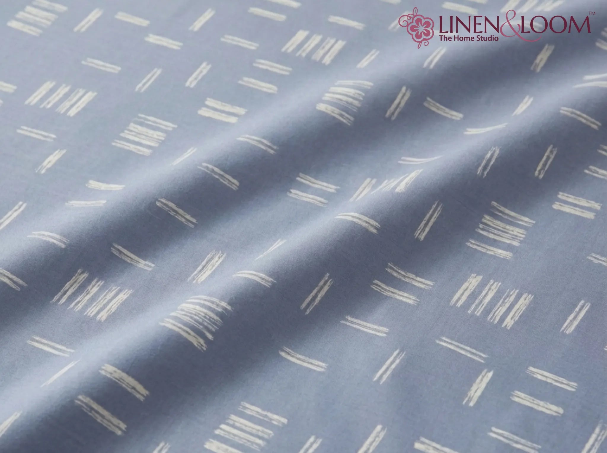 Indigo Dash - Linen & Loom Serenity Series Super King Size (108x108 inches) Double Bedsheet with 2 Pillow Covers || Soft Breathable Cotton Feel Bedding Set with Elegant Geometric Design || TC 240