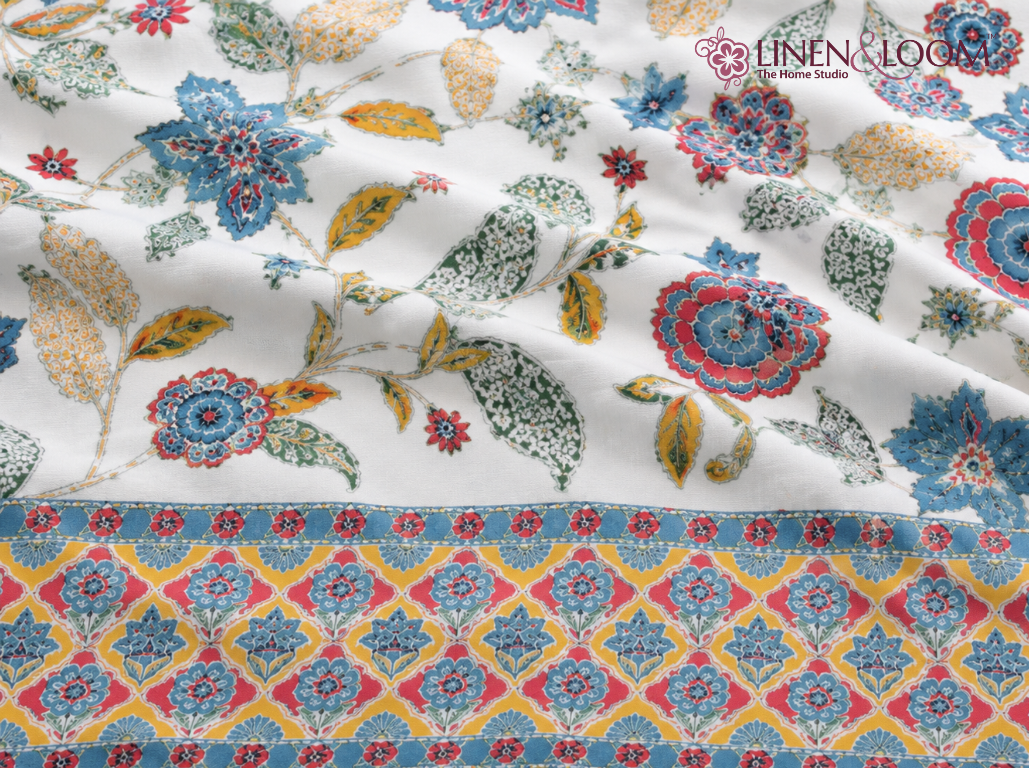 Royal Botanica_Blue — Linen & Loom Jaipur Heritage Super King Size (108 x 108 inches) 100% Pure Cotton Bedsheet with 2 Pillow Covers | Soft & Breathable Bed Cover for Home Decor | 240 TC