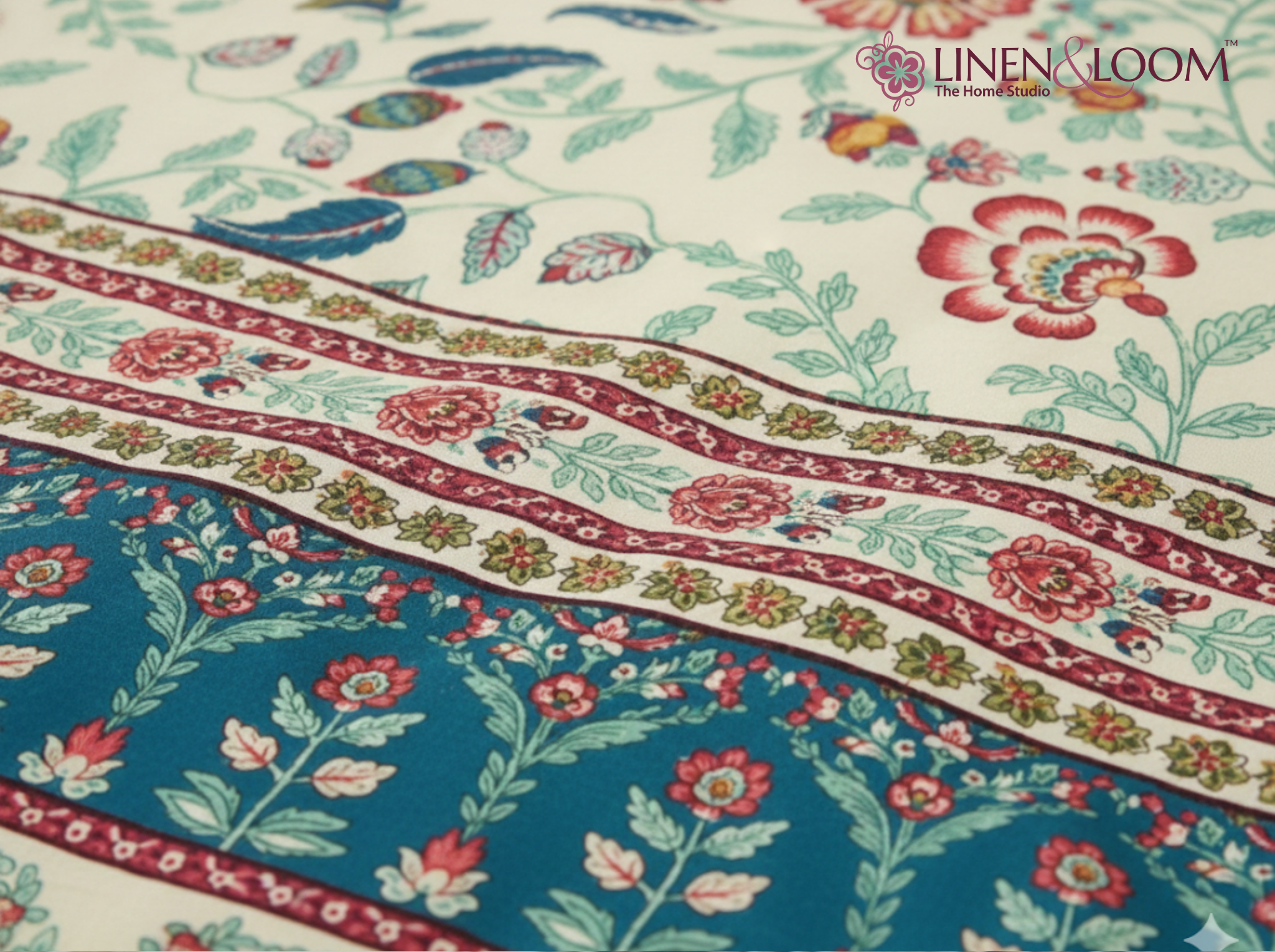 Virasat Luxe - Red — Linen & Loom Jaipur Heritage Super King Size (108 x 108 inches) 100% Pure Cotton Bedsheet with 2 Pillow Covers | Soft & Breathable Bed Cover for Home Decor | 240 TC