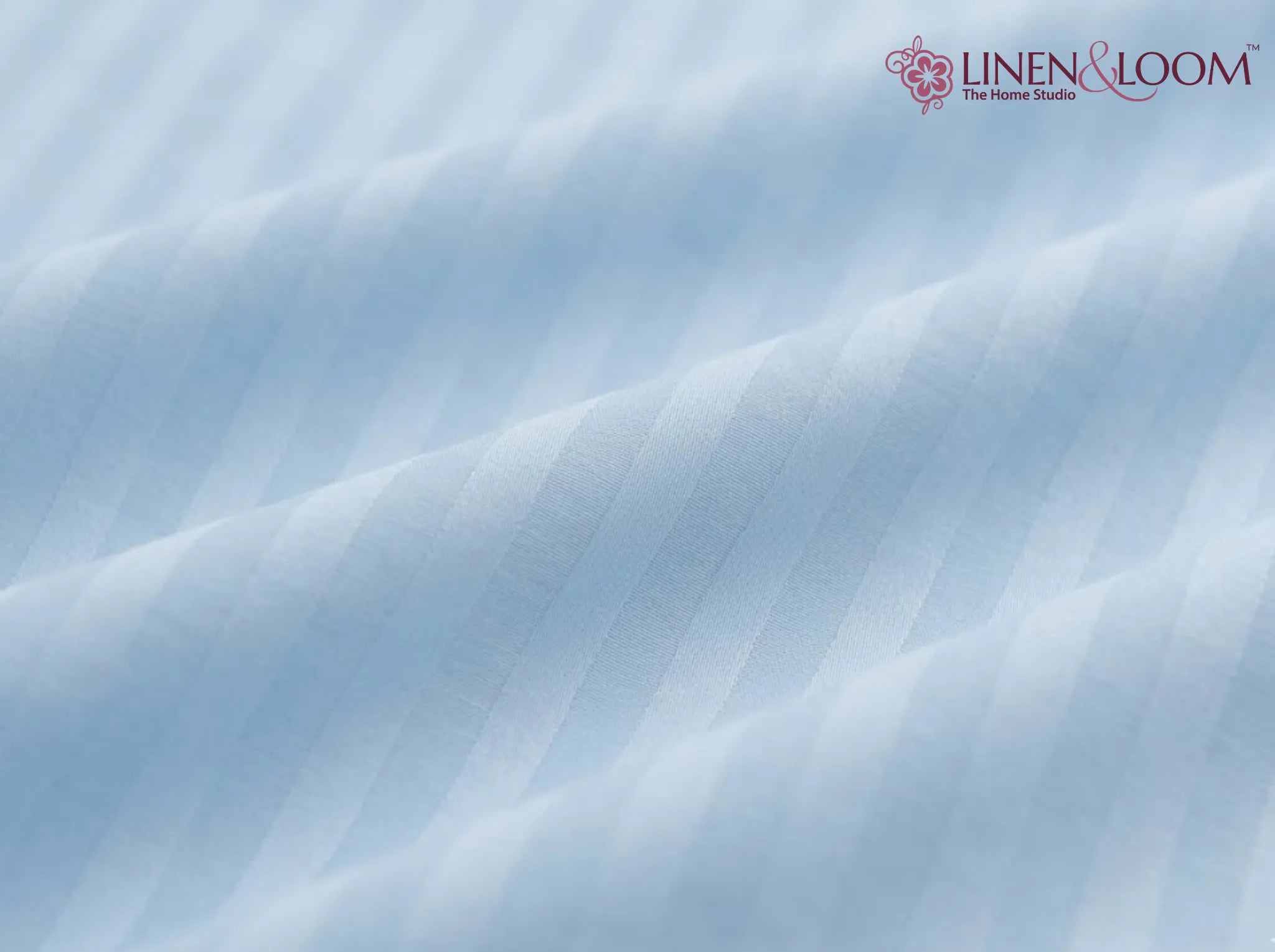 Light Blue - Linen & Loom Elegance Series (60x90 inches) Bedsheet with 1 Pillow Cover | Luxury Striped Cotton Blend Bedsheet Set | Soft, Breathable & Hotel-Style Finish | TC 200