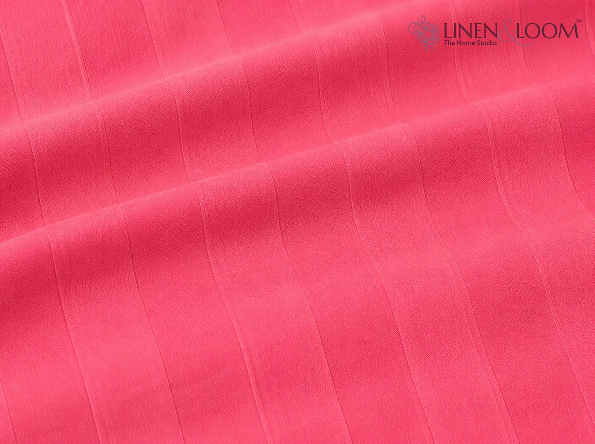 Flamingo Pink - Linen & Loom Elegance Series King Size Bedsheet (90 x 100 Inches) with 2 Pillow Covers | Luxury Striped Cotton Blend | 200 TC | Soft, Breathable & Hotel-Style Finish