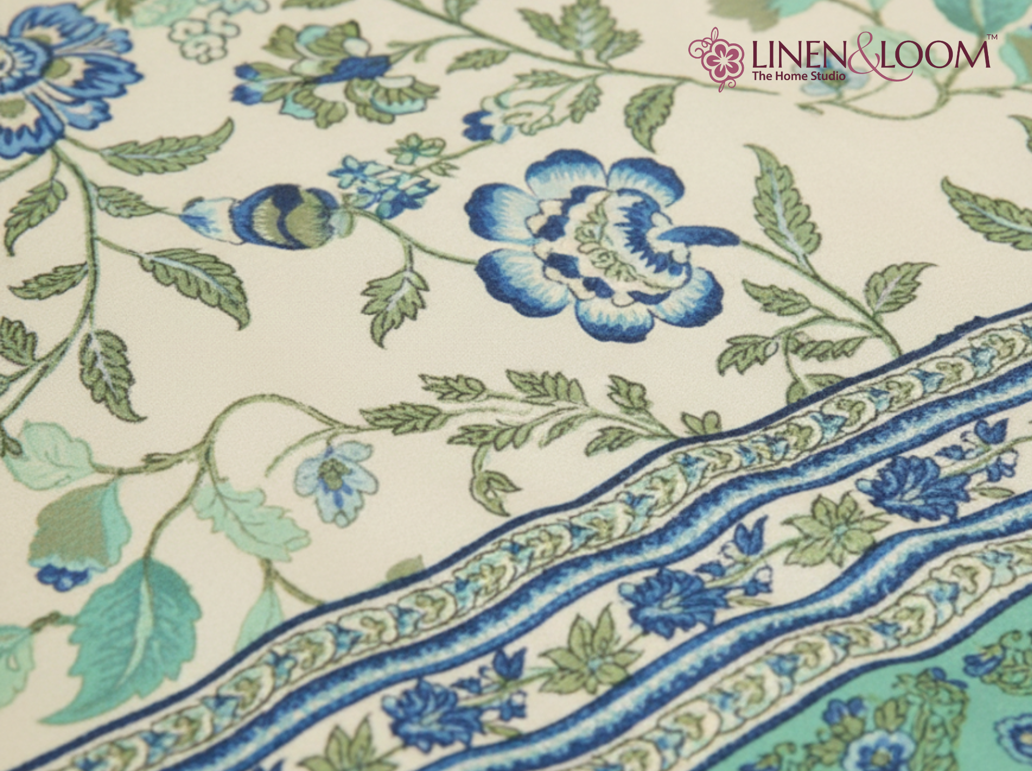 Virasat Luxe - Blue — Linen & Loom Jaipur Heritage Super King Size (108 x 108 inches) 100% Pure Cotton Bedsheet with 2 Pillow Covers | Soft & Breathable Bed Cover for Home Decor | 240 TC