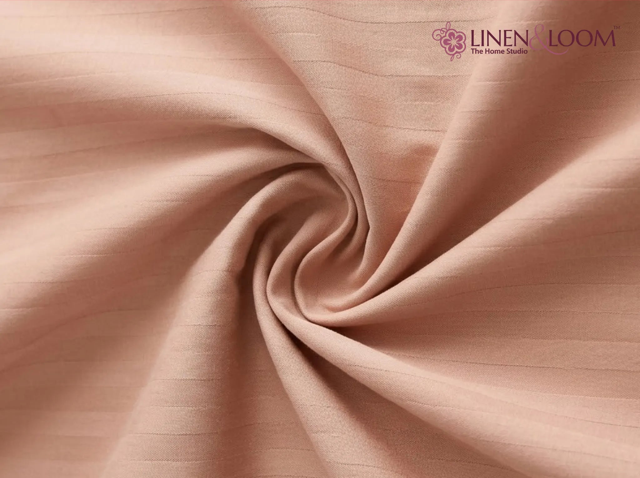 Peach - Linen & Loom Elegance Series (60x90 inches) Bedsheet with 1 Pillow Cover | Luxury Striped Cotton Blend Bedsheet Set | Soft, Breathable & Hotel-Style Finish | TC 200