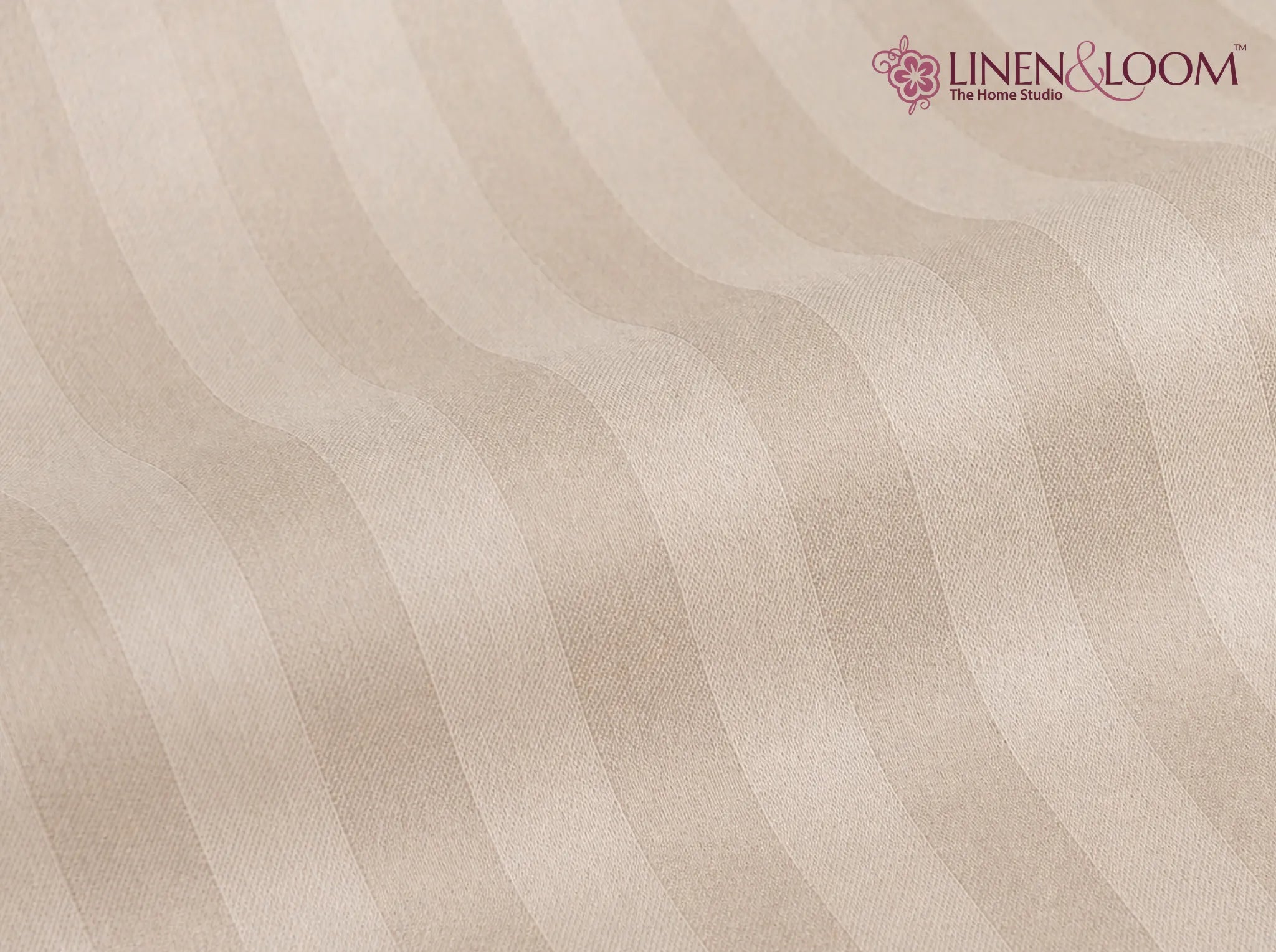 Beige - Linen & Loom Elegance Series (60x90 inches) Bedsheet with 1 Pillow Cover | Luxury Striped Cotton Blend Bedsheet Set | Soft, Breathable & Hotel-Style Finish | TC 200