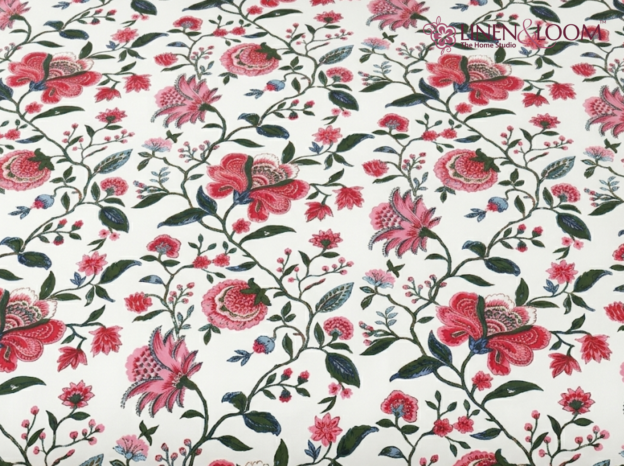 Riva Motif-Red — Linen & Loom Jaipur Heritage Super King Size (108 x 108 inches) 100% Pure Cotton Bedsheet with 2 Pillow Covers | Soft & Breathable Bed Cover for Home Decor | 240 TC