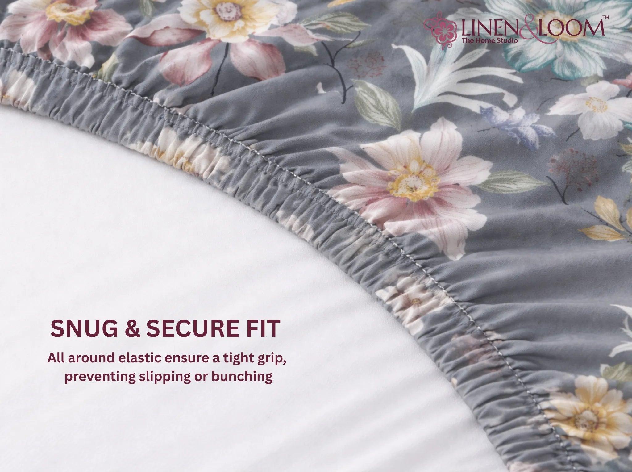 Blush Canopy - Linen & Loom Pure Comfort Series 360° Elastic Fitted Bedsheet | Soft and Comfortable Bed Linen Set for a Cozy Bedroom | 200 TC | King Size 72x78 inches + 9 inches