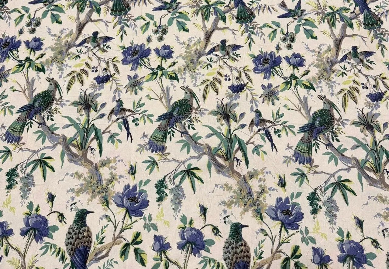Bluebird Meadow - Linen & Loom The Natural Collection - 100% Pure Cotton Single Bedsheet (60 x 90 Inches) with 1 Pillow Cover | 240 TC - Soft & Breathable Cotton Bed Sheet for Bedroom