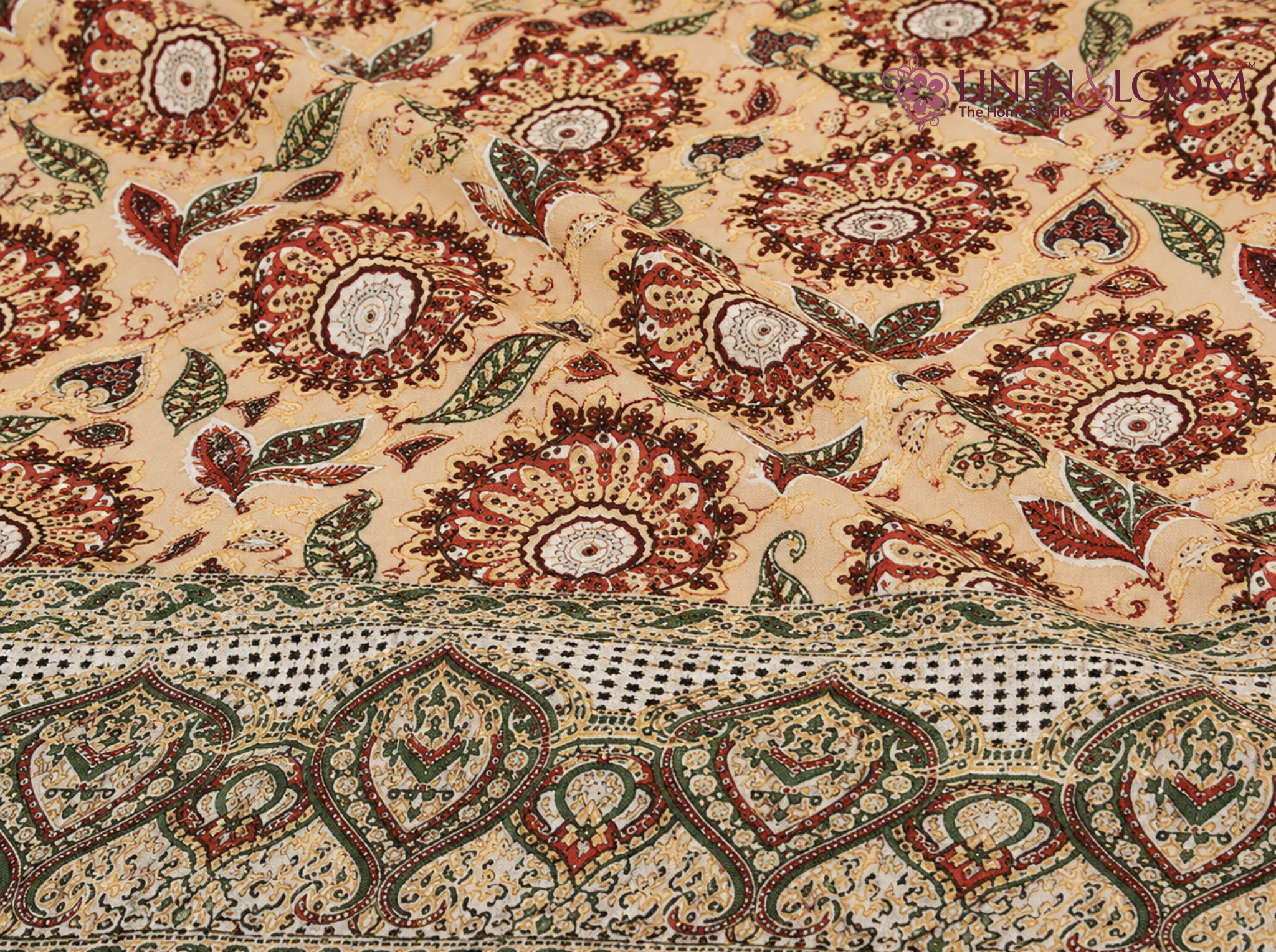 Nilaya Paisley_Red — Linen & Loom Jaipur Heritage Super King Size (108 x 108 inches) 100% Pure Cotton Bedsheet with 2 Pillow Covers | Soft & Breathable Bed Cover for Home Decor | 240 TC