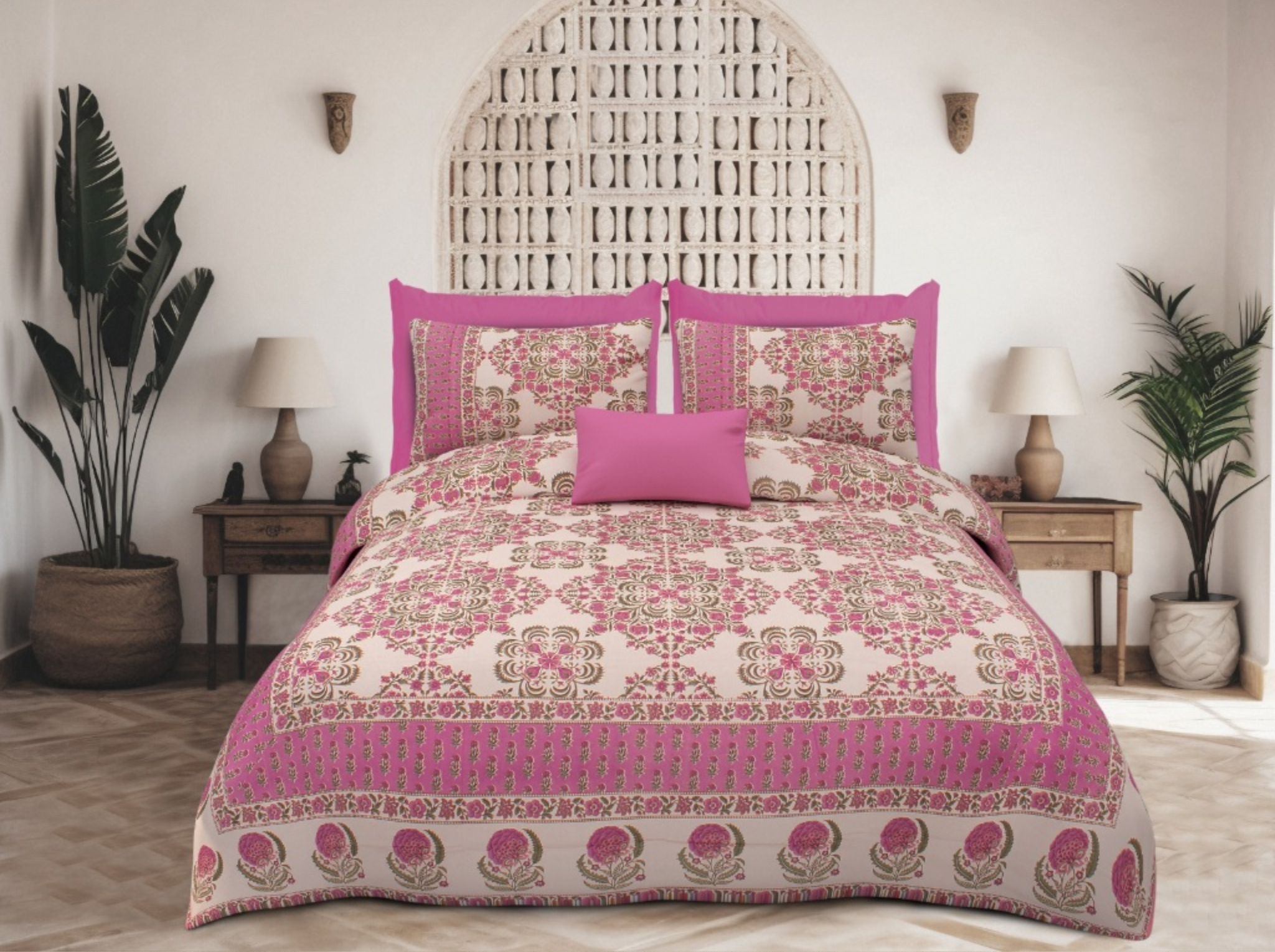 Ornate Heritage_Purple — Linen & Loom Jaipur Heritage Super King Size (108 x 108 inches) 100% Pure Cotton Bedsheet with 2 Pillow Covers | Soft & Breathable Bed Cover for Home Decor | 240 TC