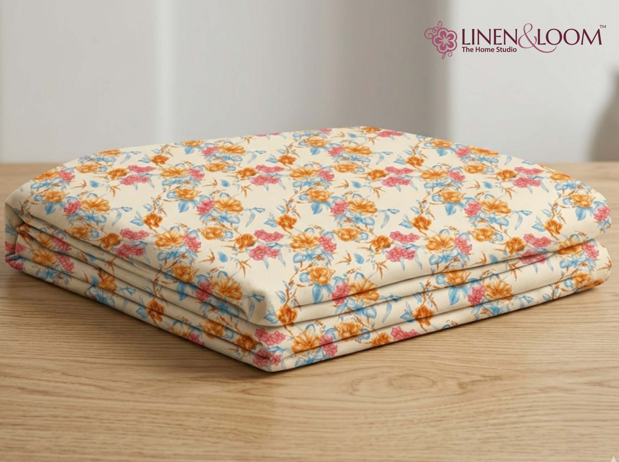 Bagh Elegance Blue Mustard — Sanganeri Stories Bedsheet | Linen & Loom